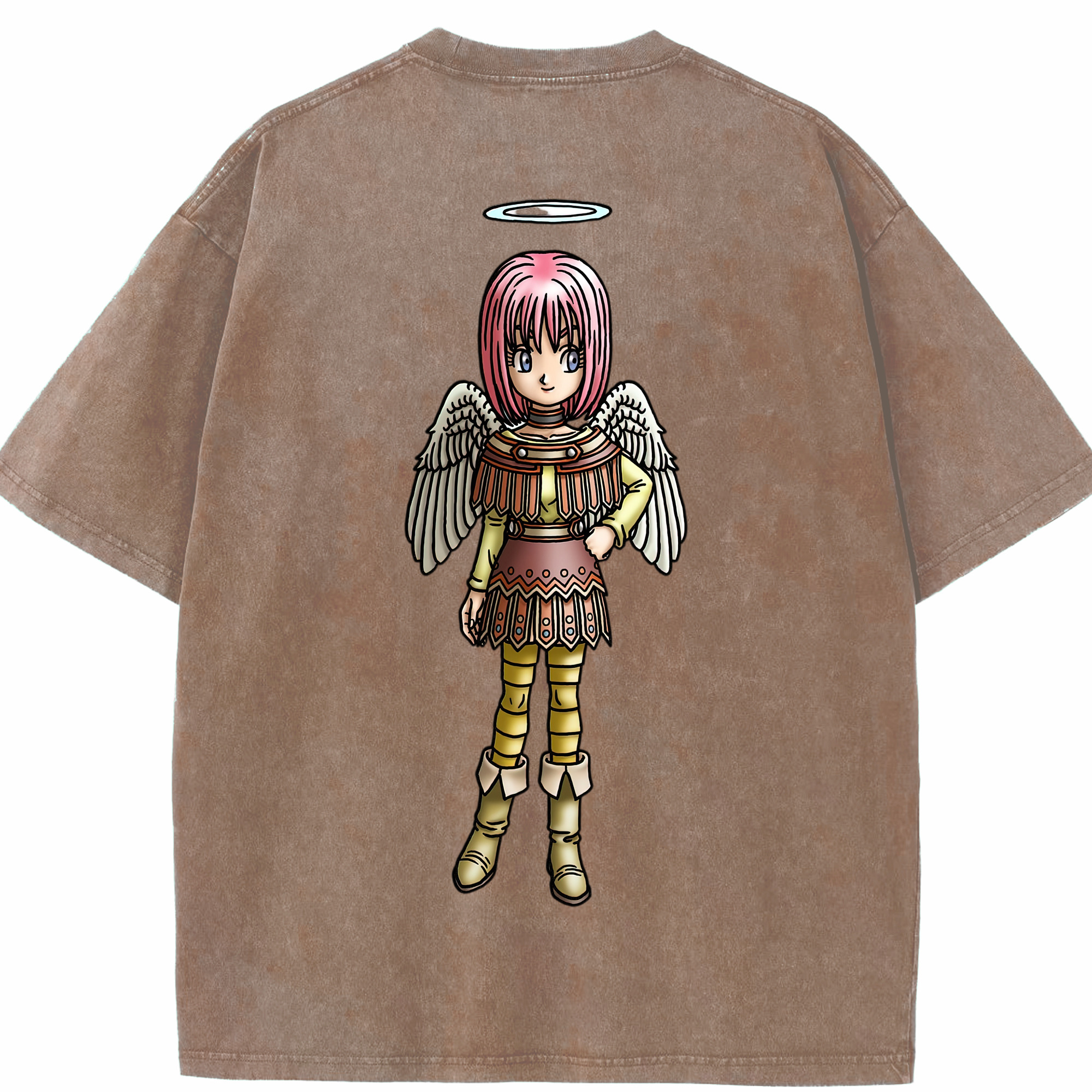 （画像用） ドラゴンクエスト Doragon Kuesuto Dragon Quest 綿100% ヴィンテージ風 半袖Tシャツ（背面プリント）