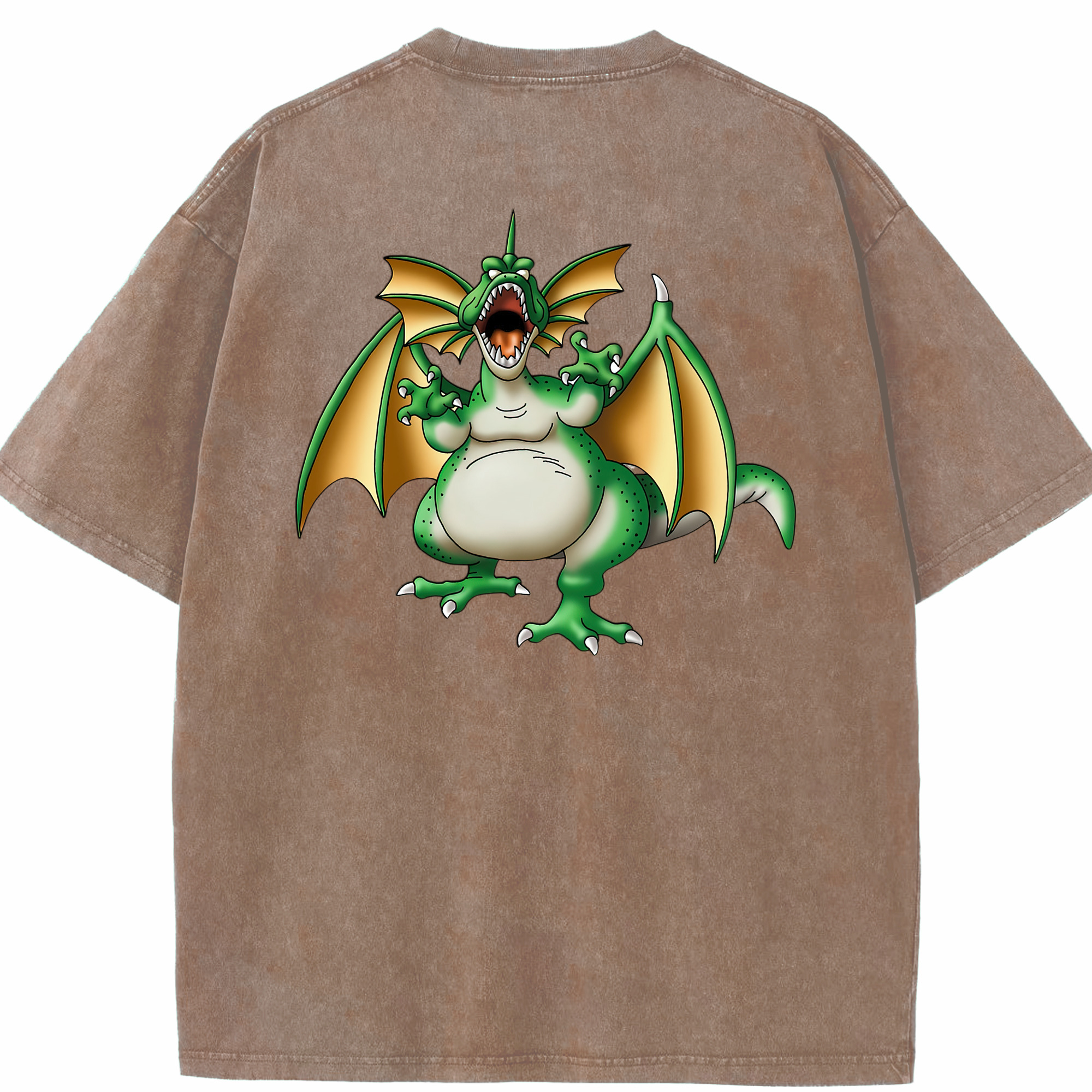 （画像用） ドラゴンクエスト Doragon Kuesuto Dragon Quest 綿100% ヴィンテージ風 半袖Tシャツ（背面プリント）