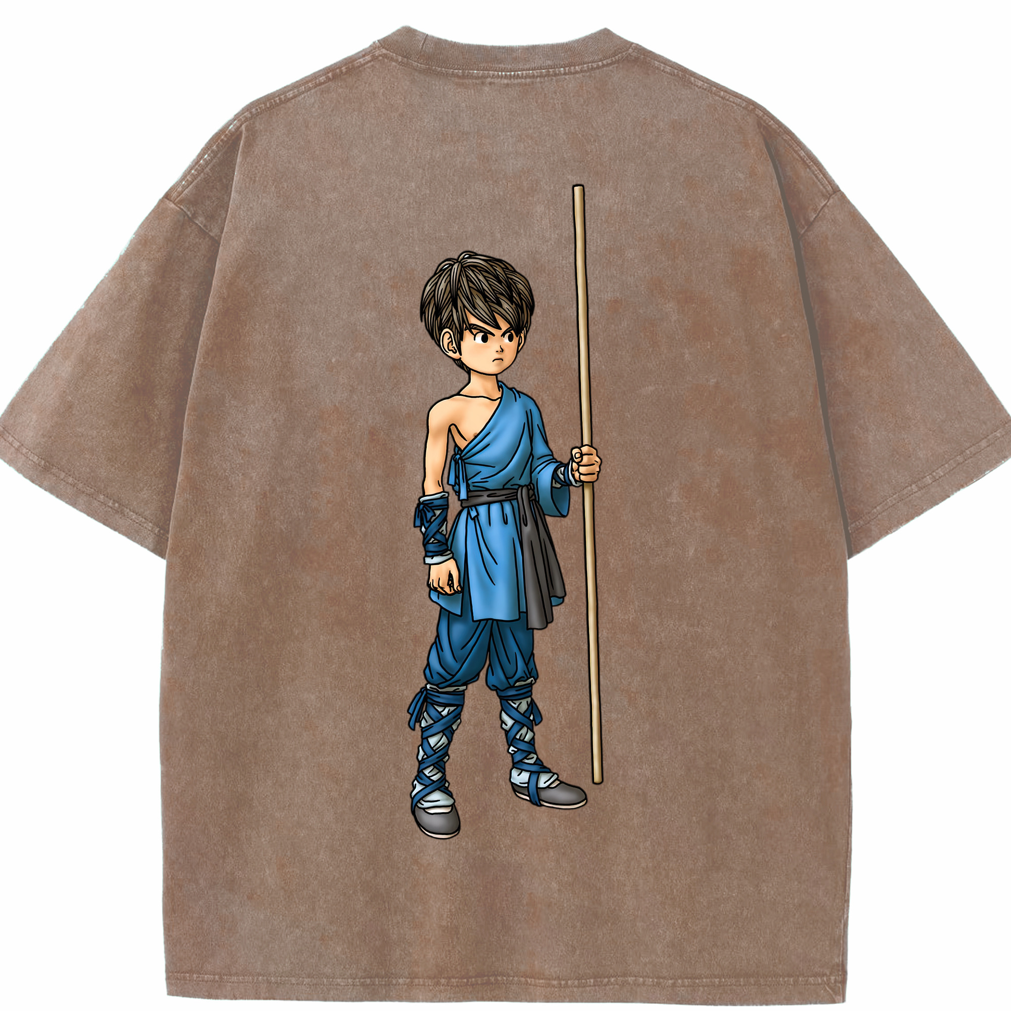 （画像用） ドラゴンクエスト Doragon Kuesuto Dragon Quest 綿100% ヴィンテージ風 半袖Tシャツ（背面プリント）