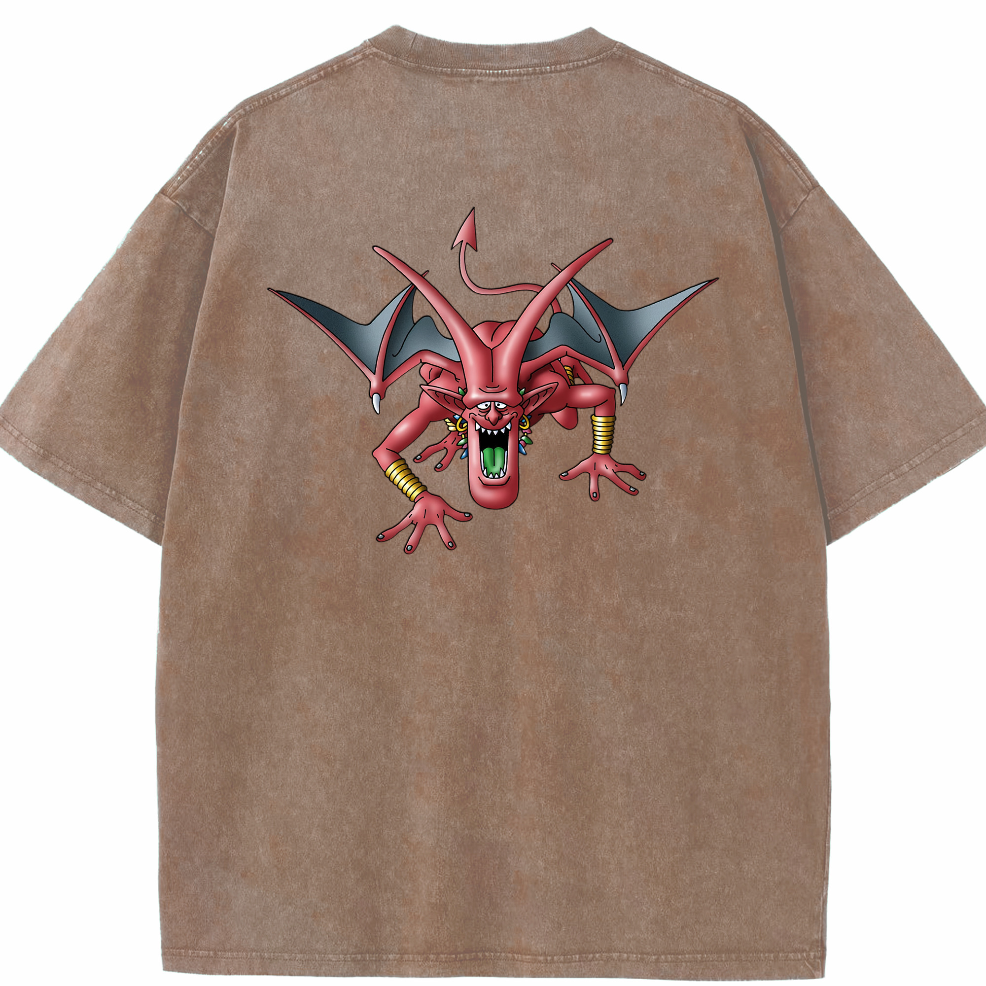（画像用） ドラゴンクエスト Doragon Kuesuto Dragon Quest 綿100% ヴィンテージ風 半袖Tシャツ（背面プリント）
