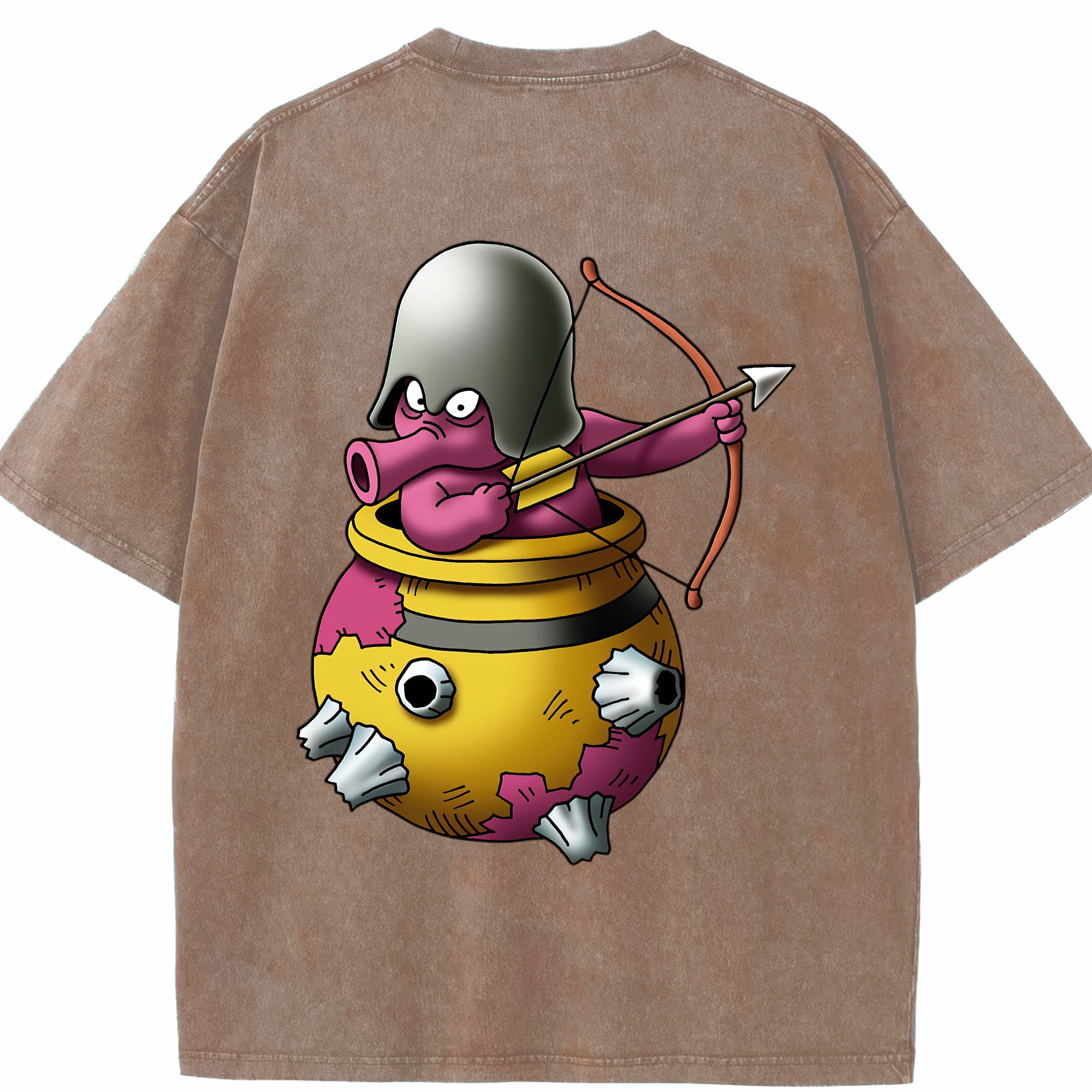（画像用） ドラゴンクエスト Doragon Kuesuto Dragon Quest 綿100% ヴィンテージ風 半袖Tシャツ（背面プリント）