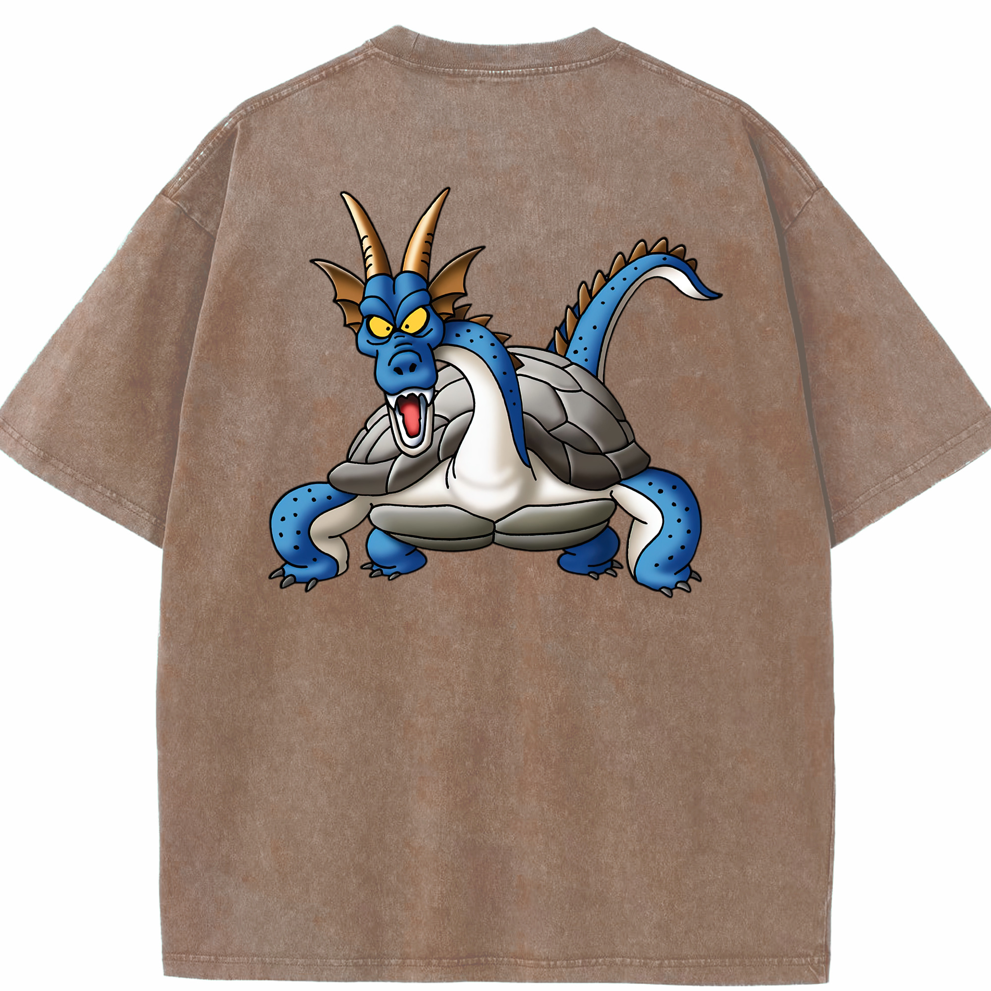 （画像用） ドラゴンクエスト Doragon Kuesuto Dragon Quest 綿100% ヴィンテージ風 半袖Tシャツ（背面プリント）