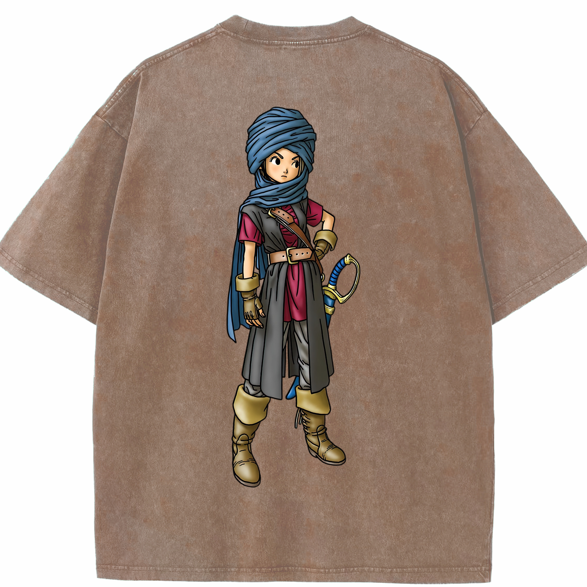（画像用） ドラゴンクエスト Doragon Kuesuto Dragon Quest 綿100% ヴィンテージ風 半袖Tシャツ（背面プリント）