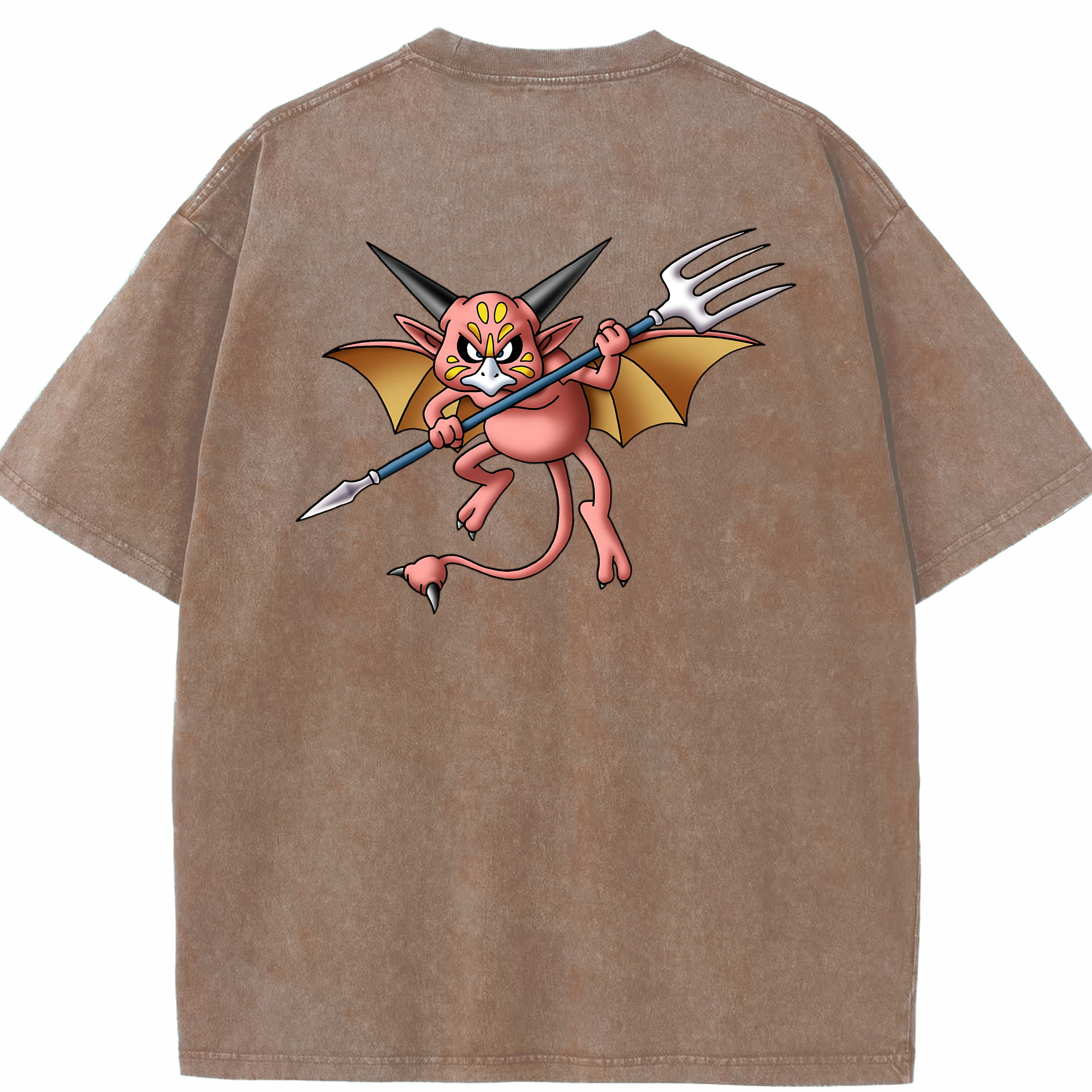 （画像用） ドラゴンクエスト Doragon Kuesuto Dragon Quest 綿100% ヴィンテージ風 半袖Tシャツ（背面プリント）