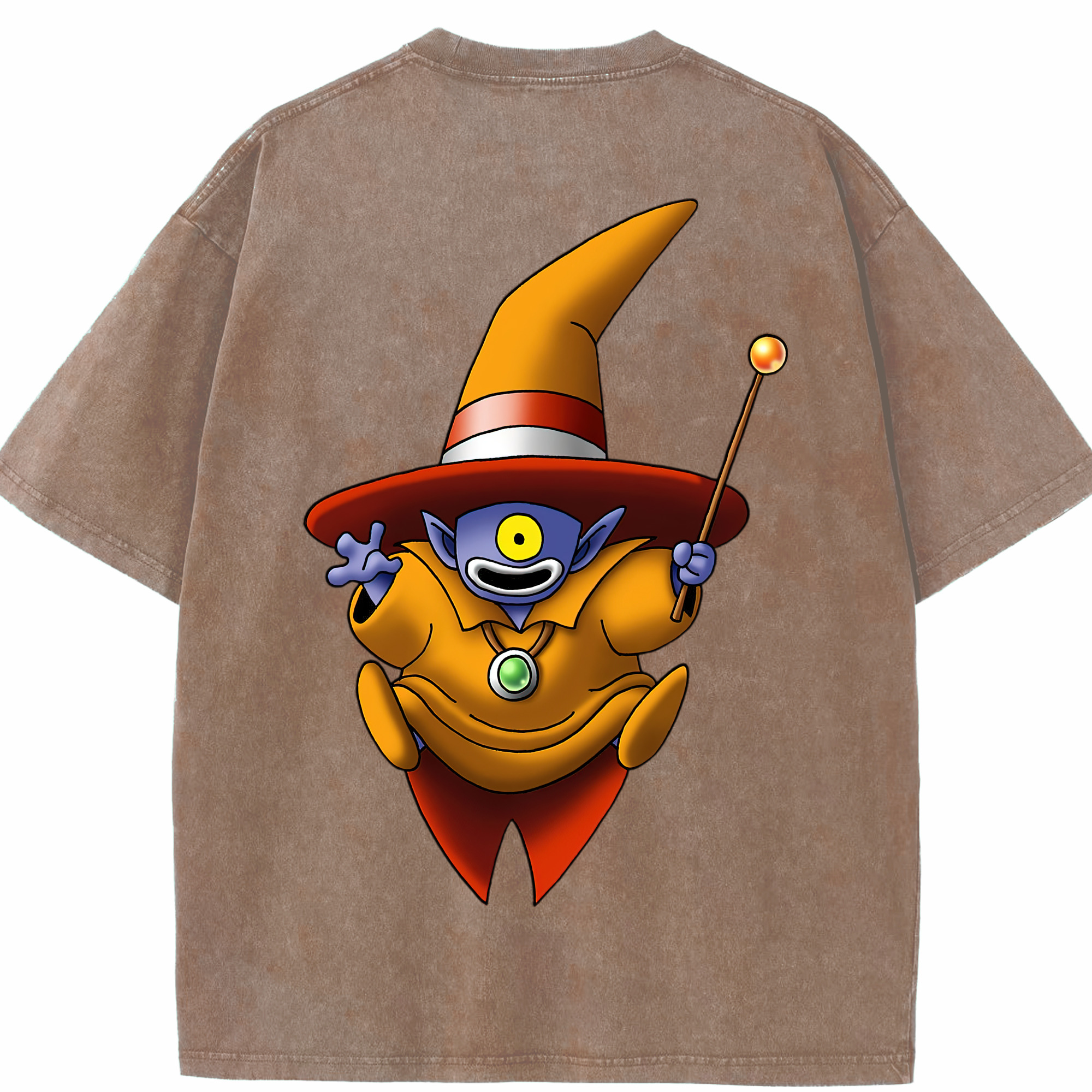 （画像用） ドラゴンクエスト Doragon Kuesuto Dragon Quest 綿100% ヴィンテージ風 半袖Tシャツ（背面プリント）