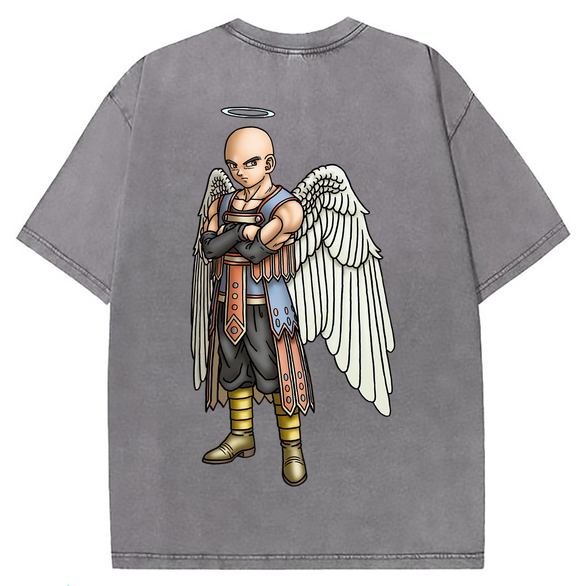 （画像用） ドラゴンクエスト Doragon Kuesuto Dragon Quest 綿100% ヴィンテージ風 半袖Tシャツ（背面プリント）
