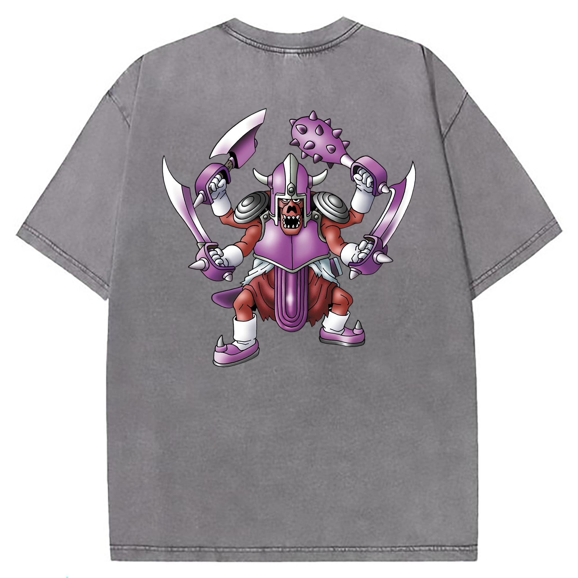 （画像用） ドラゴンクエスト Doragon Kuesuto Dragon Quest 綿100% ヴィンテージ風 半袖Tシャツ（背面プリント）