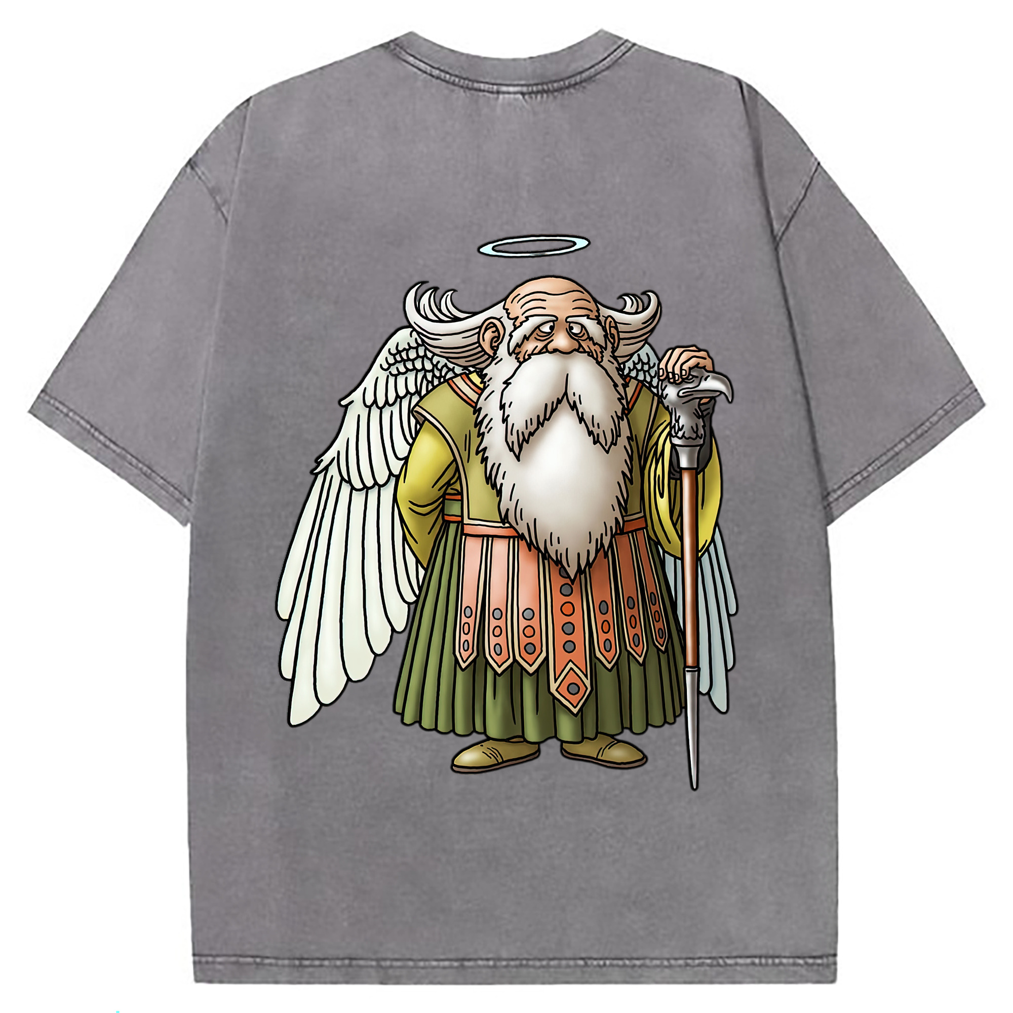 （画像用） ドラゴンクエスト Doragon Kuesuto Dragon Quest 綿100% ヴィンテージ風 半袖Tシャツ（背面プリント）