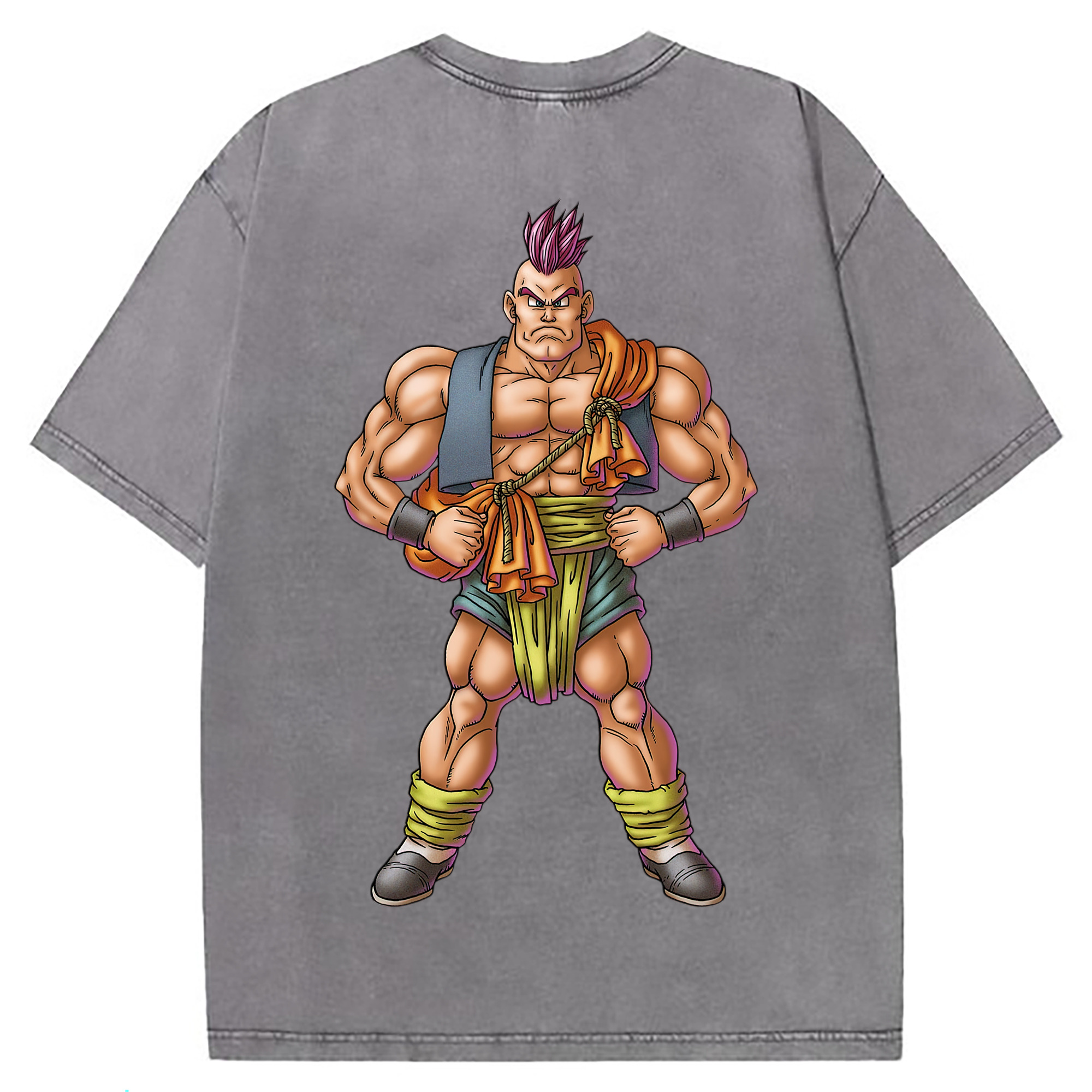 （画像用） ドラゴンクエスト Doragon Kuesuto Dragon Quest 綿100% ヴィンテージ風 半袖Tシャツ（背面プリント）