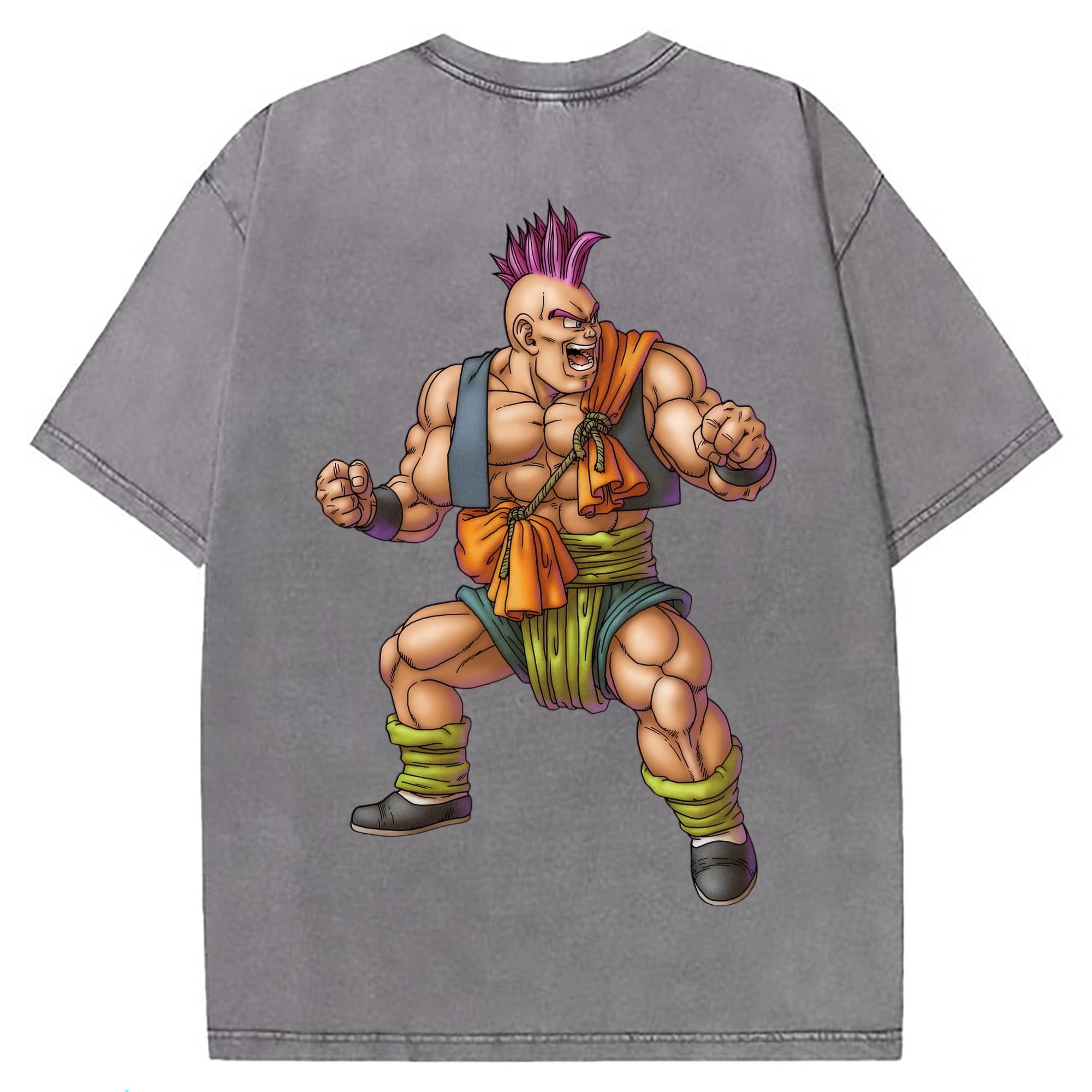 （画像用） ドラゴンクエスト Doragon Kuesuto Dragon Quest 綿100% ヴィンテージ風 半袖Tシャツ（背面プリント）