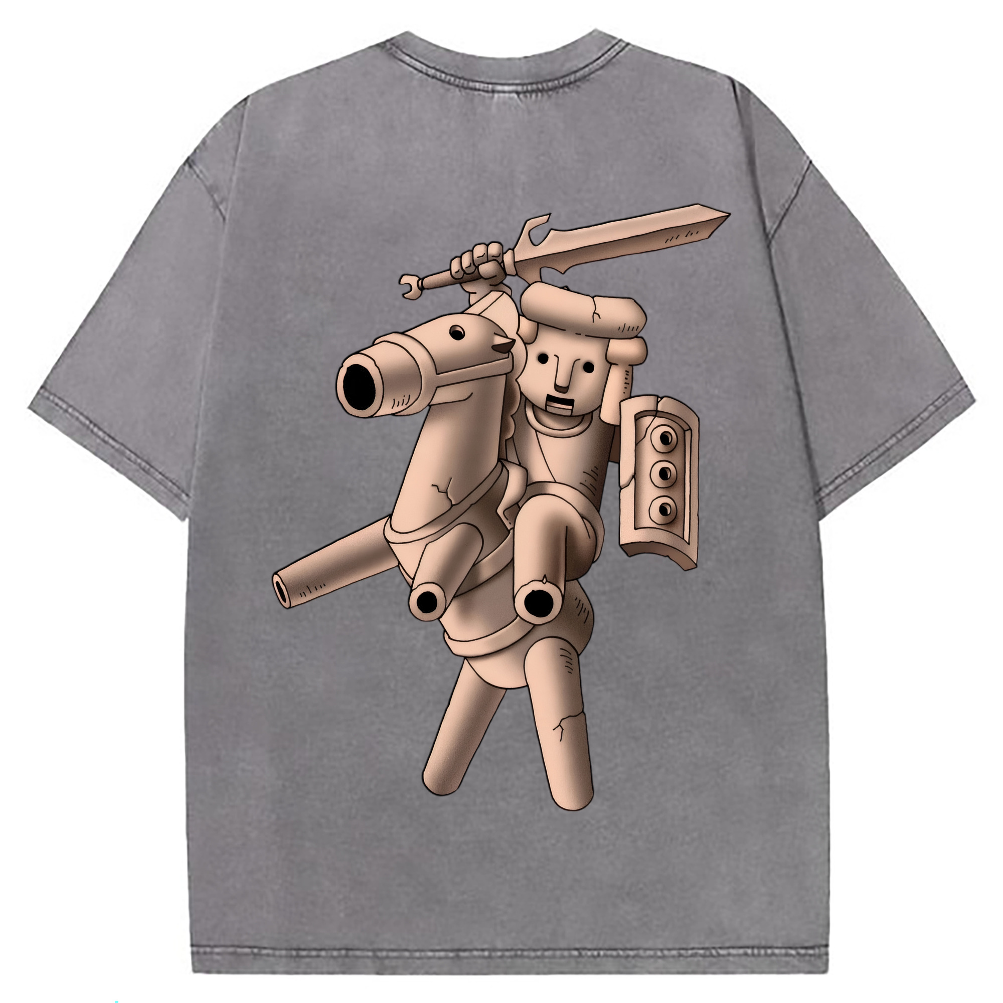 （画像用） ドラゴンクエスト Doragon Kuesuto Dragon Quest 綿100% ヴィンテージ風 半袖Tシャツ（背面プリント）