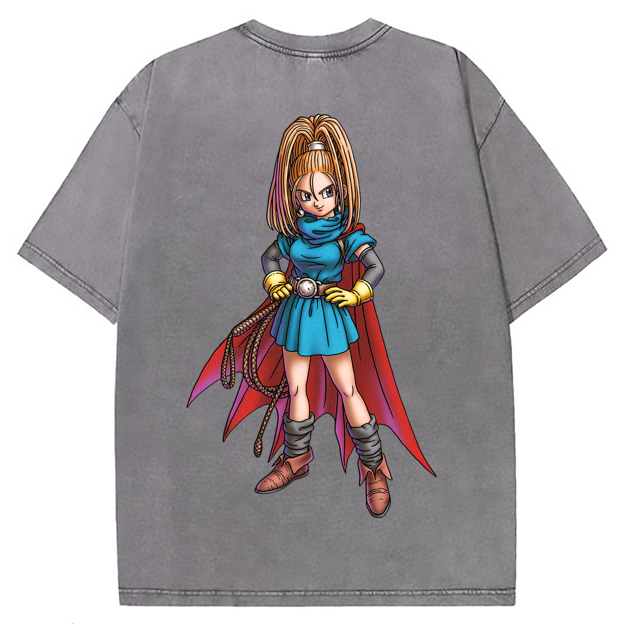 （画像用） ドラゴンクエスト Doragon Kuesuto Dragon Quest 綿100% ヴィンテージ風 半袖Tシャツ（背面プリント）