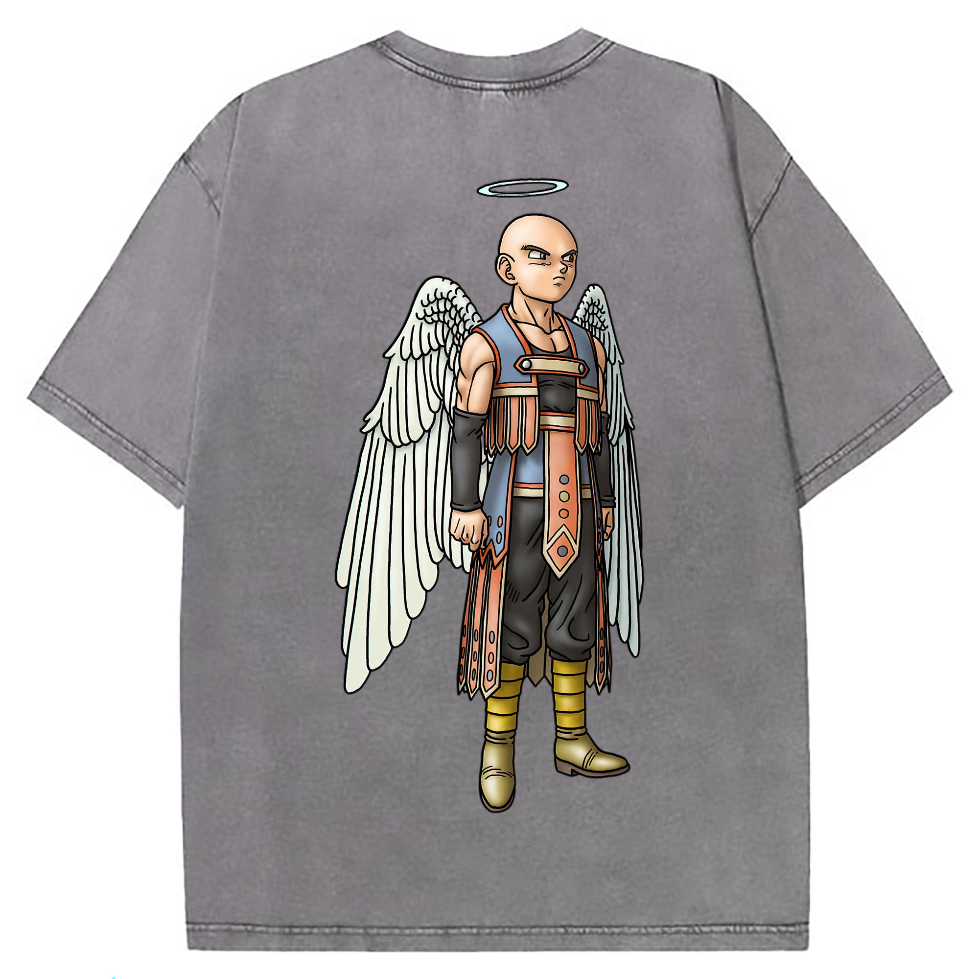 （画像用） ドラゴンクエスト Doragon Kuesuto Dragon Quest 綿100% ヴィンテージ風 半袖Tシャツ（背面プリント）