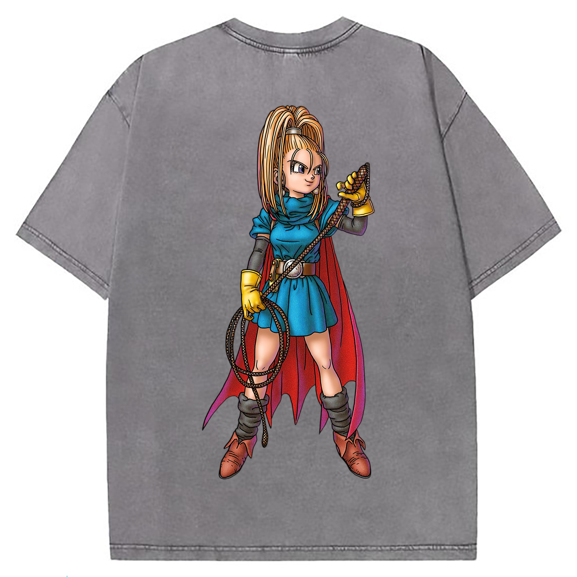 （画像用） ドラゴンクエスト Doragon Kuesuto Dragon Quest 綿100% ヴィンテージ風 半袖Tシャツ（背面プリント）