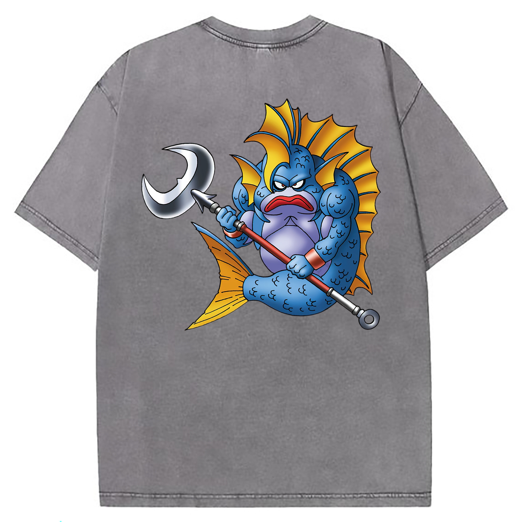 （画像用） ドラゴンクエスト Doragon Kuesuto Dragon Quest 綿100% ヴィンテージ風 半袖Tシャツ（背面プリント）