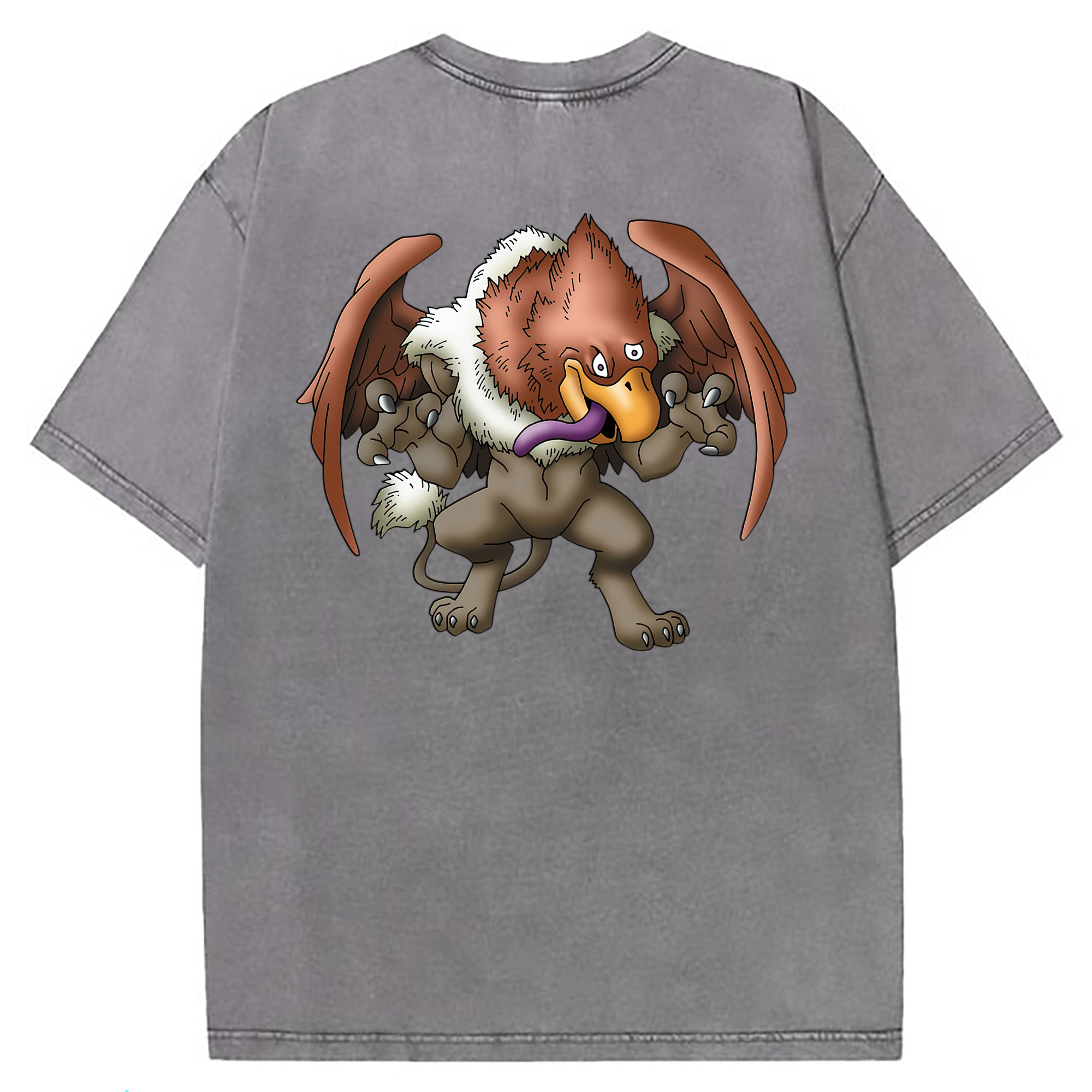 （画像用） ドラゴンクエスト Doragon Kuesuto Dragon Quest 綿100% ヴィンテージ風 半袖Tシャツ（背面プリント）