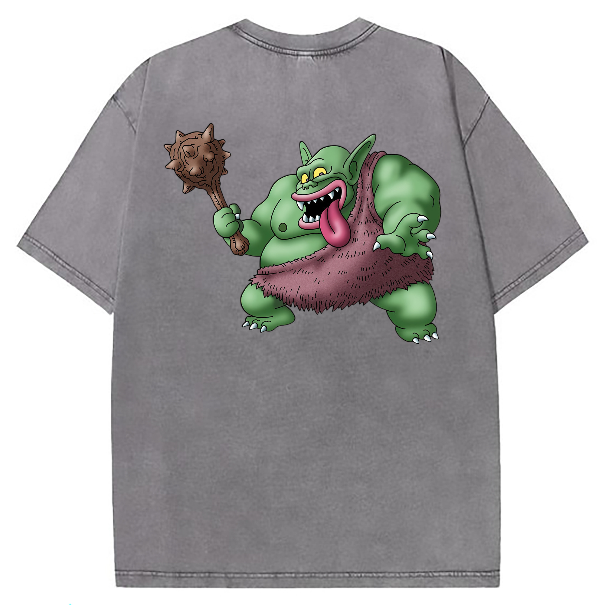 （画像用） ドラゴンクエスト Doragon Kuesuto Dragon Quest 綿100% ヴィンテージ風 半袖Tシャツ（背面プリント）