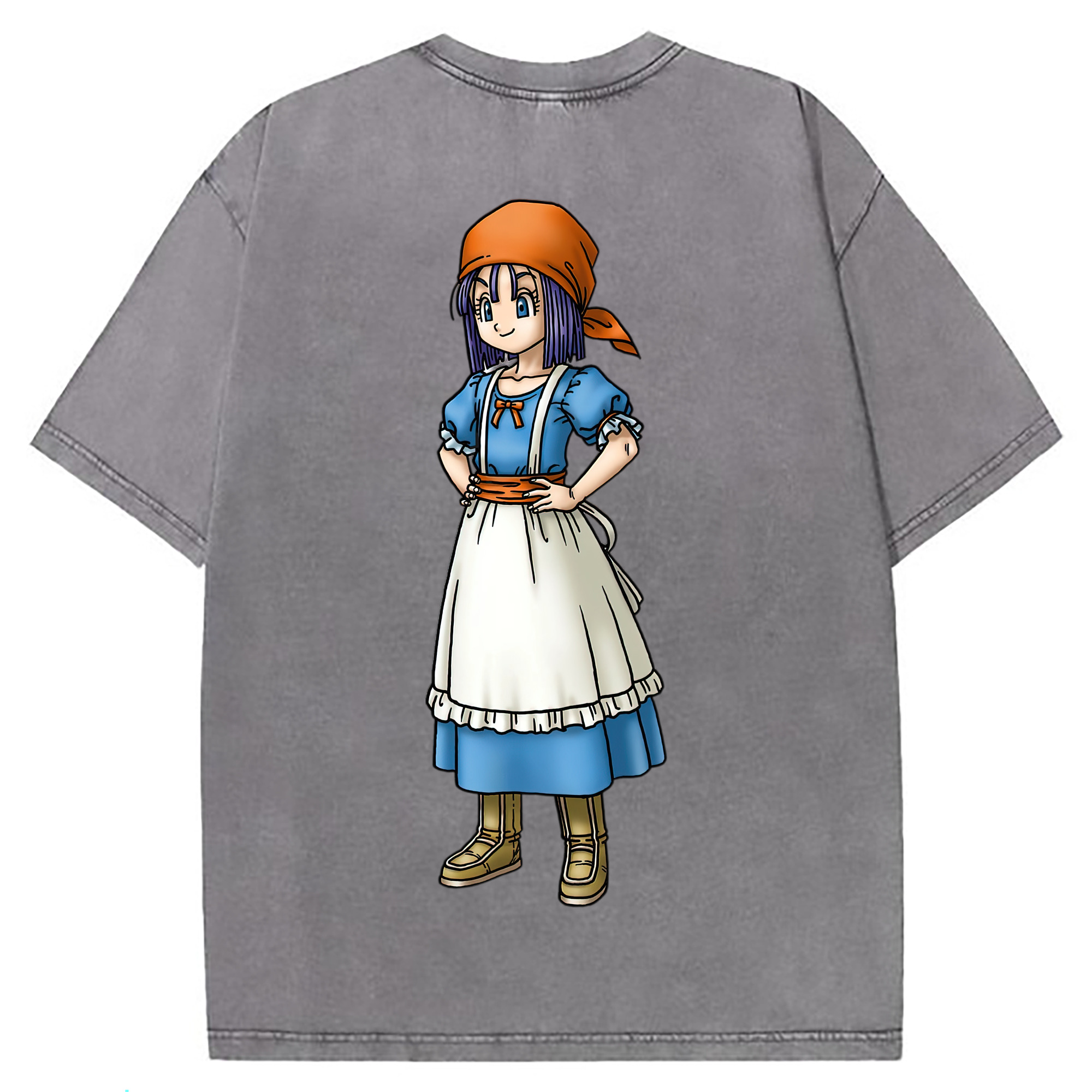 （画像用） ドラゴンクエスト Doragon Kuesuto Dragon Quest 綿100% ヴィンテージ風 半袖Tシャツ（背面プリント）