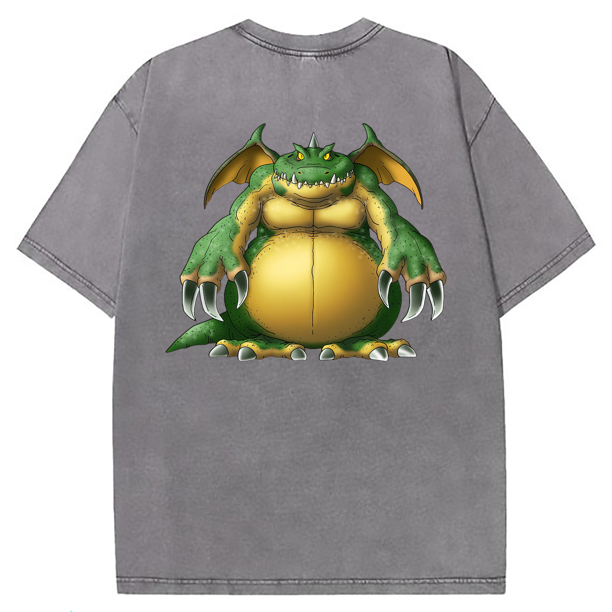 （画像用） ドラゴンクエスト Doragon Kuesuto Dragon Quest 綿100% ヴィンテージ風 半袖Tシャツ（背面プリント）