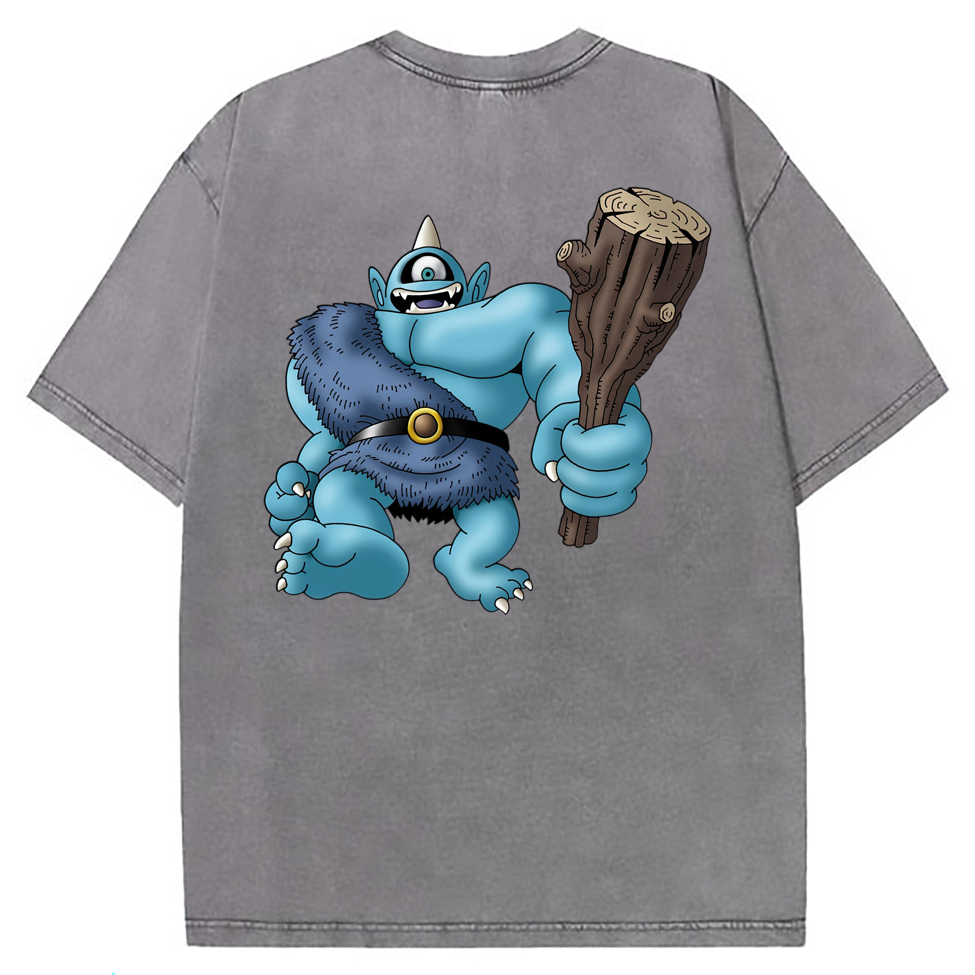 （画像用） ドラゴンクエスト Doragon Kuesuto Dragon Quest 綿100% ヴィンテージ風 半袖Tシャツ（背面プリント）
