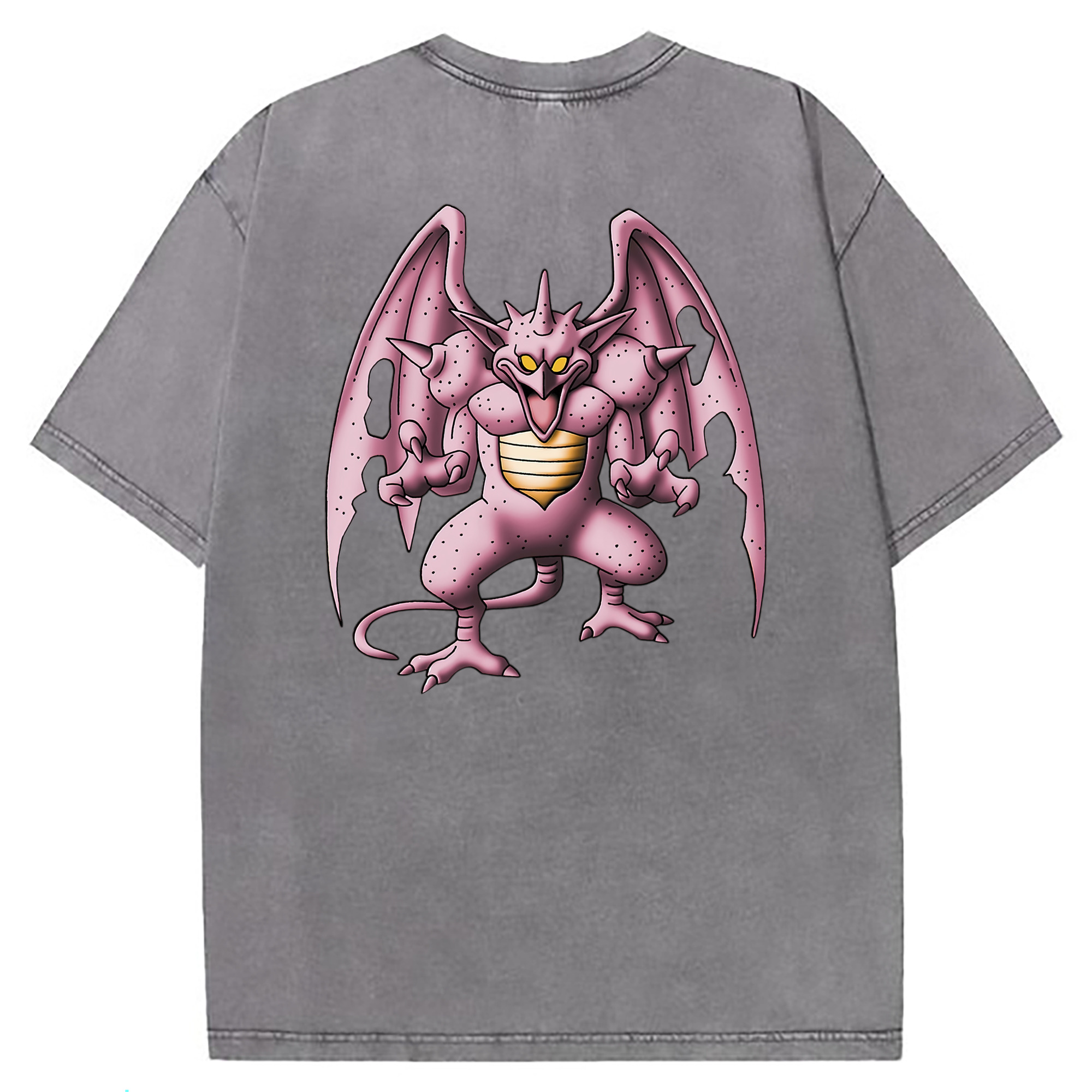 （画像用） ドラゴンクエスト Doragon Kuesuto Dragon Quest 綿100% ヴィンテージ風 半袖Tシャツ（背面プリント）