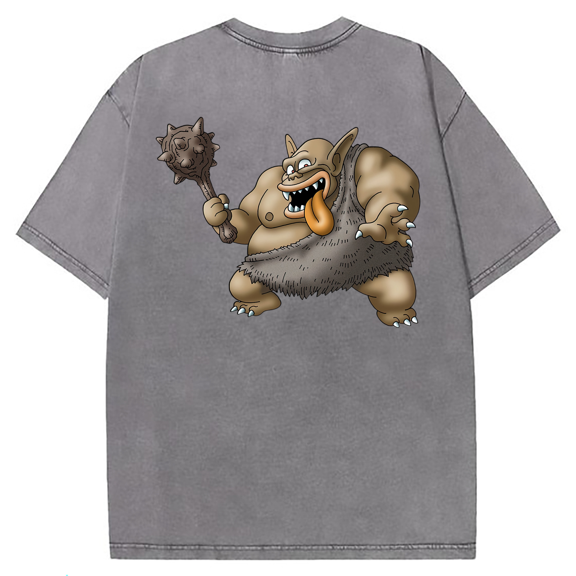 （画像用） ドラゴンクエスト Doragon Kuesuto Dragon Quest 綿100% ヴィンテージ風 半袖Tシャツ（背面プリント）