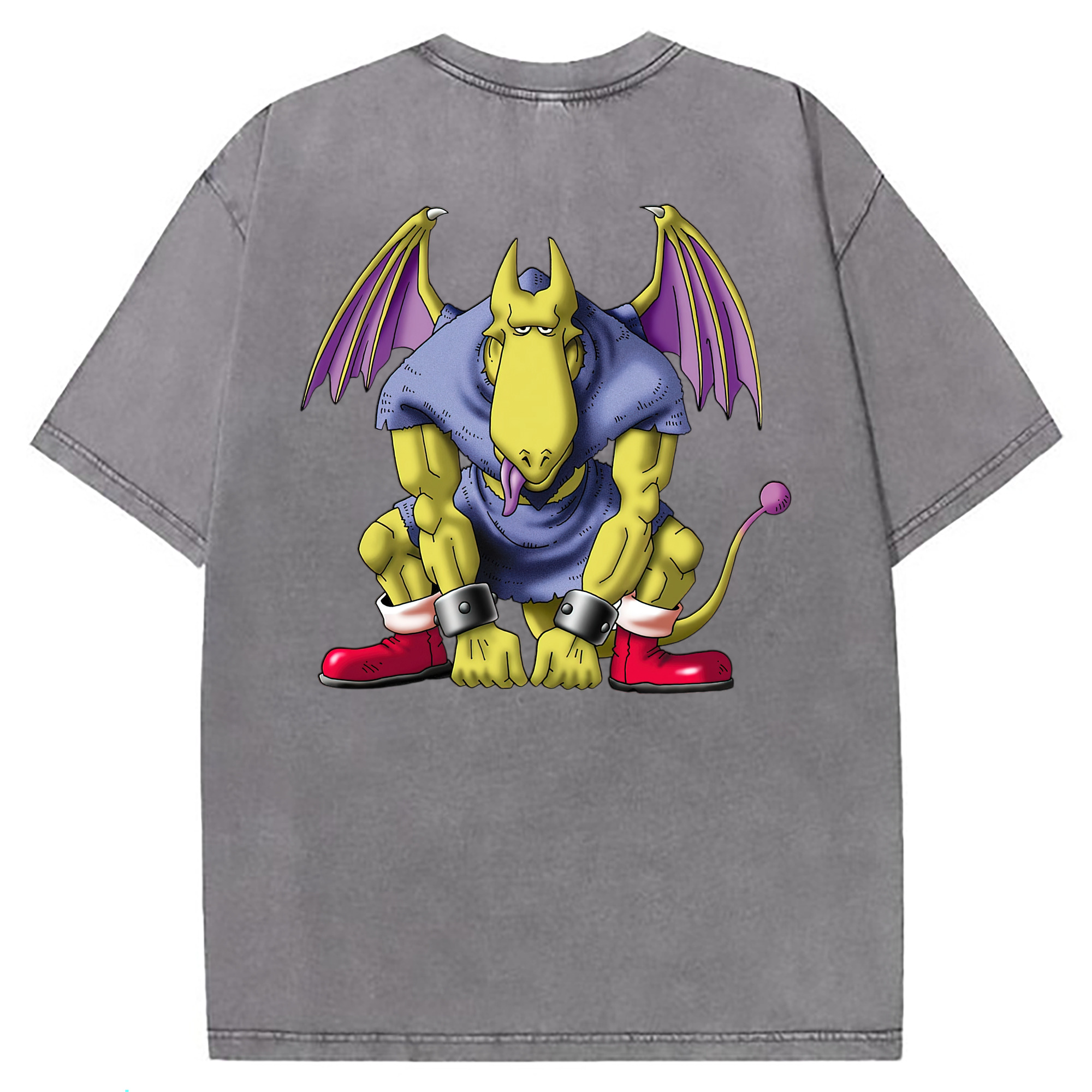 （画像用） ドラゴンクエスト Doragon Kuesuto Dragon Quest 綿100% ヴィンテージ風 半袖Tシャツ（背面プリント）