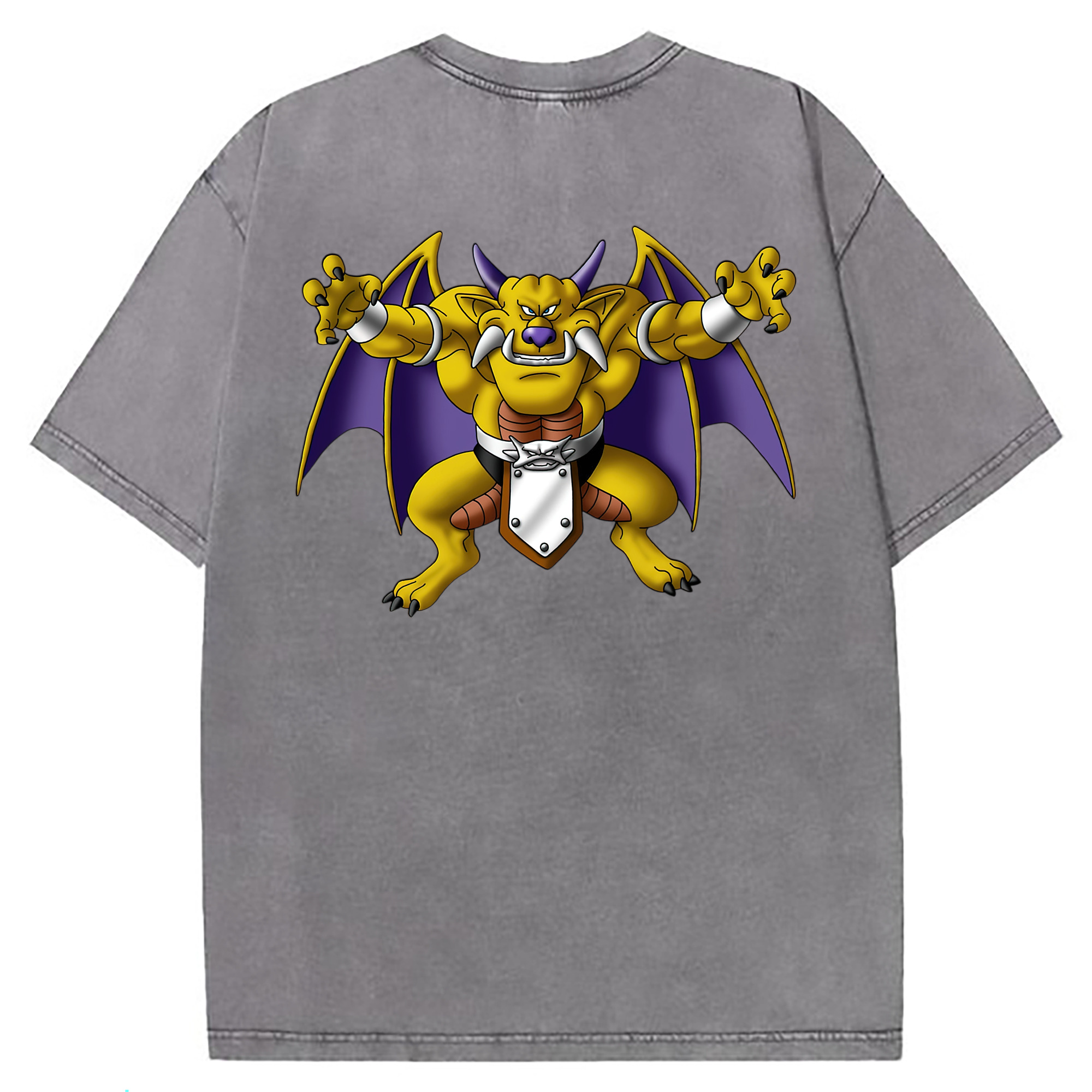 （画像用） ドラゴンクエスト Doragon Kuesuto Dragon Quest 綿100% ヴィンテージ風 半袖Tシャツ（背面プリント）