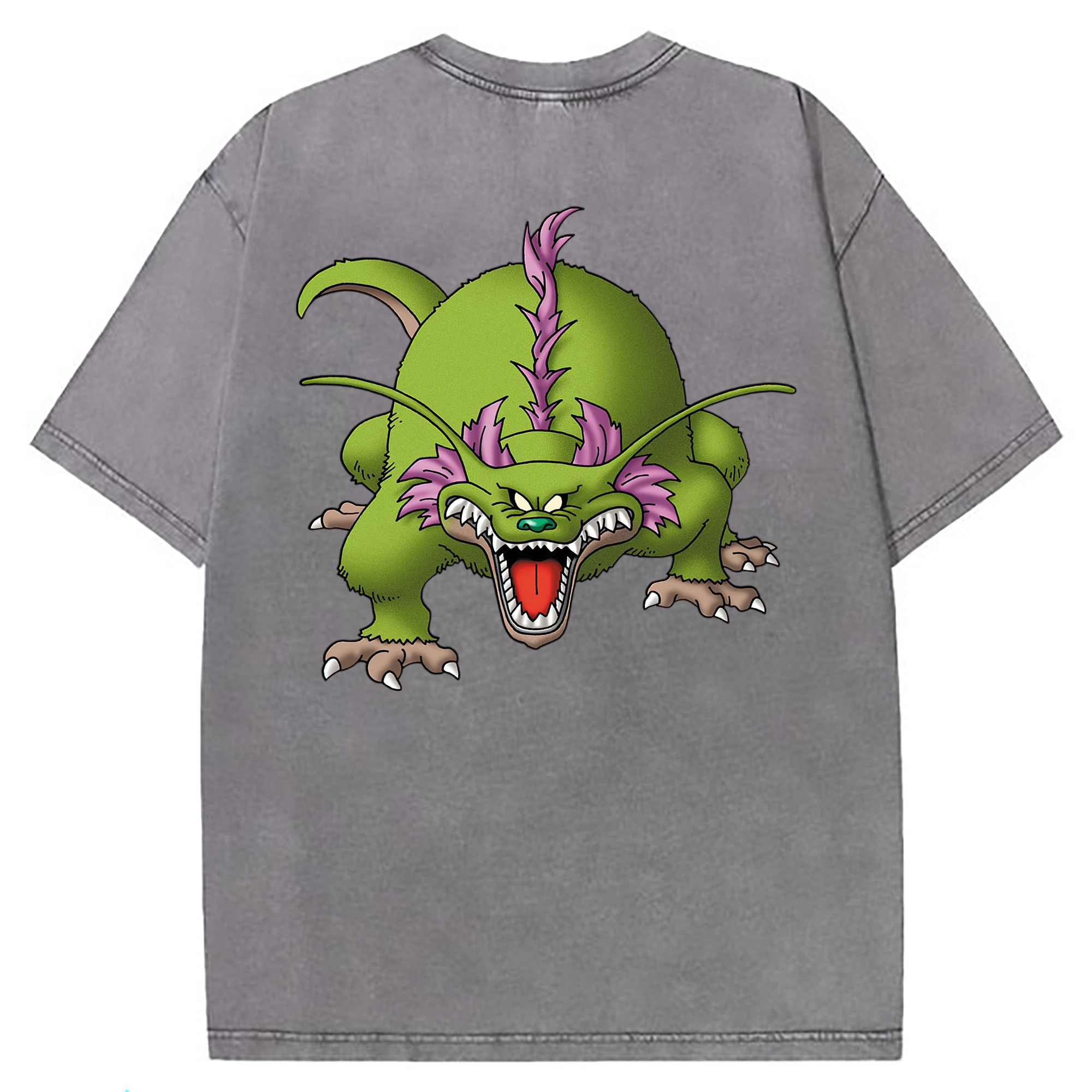 （画像用） ドラゴンクエスト Doragon Kuesuto Dragon Quest 綿100% ヴィンテージ風 半袖Tシャツ（背面プリント）
