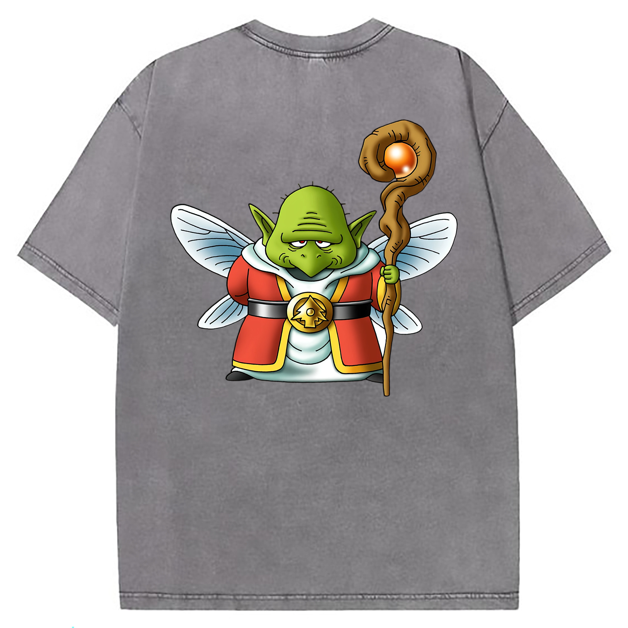 （画像用） ドラゴンクエスト Doragon Kuesuto Dragon Quest 綿100% ヴィンテージ風 半袖Tシャツ（背面プリント）