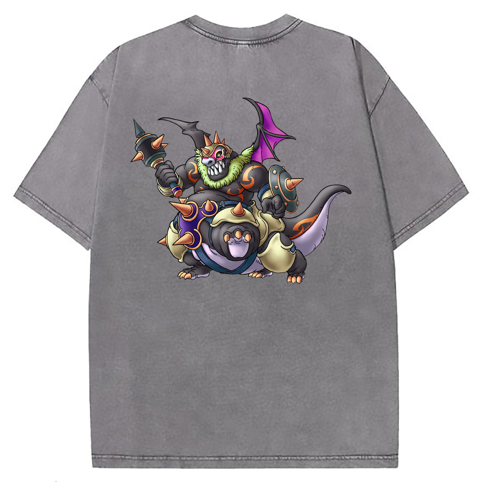 （画像用） ドラゴンクエスト Doragon Kuesuto Dragon Quest 綿100% ヴィンテージ風 半袖Tシャツ（背面プリント）