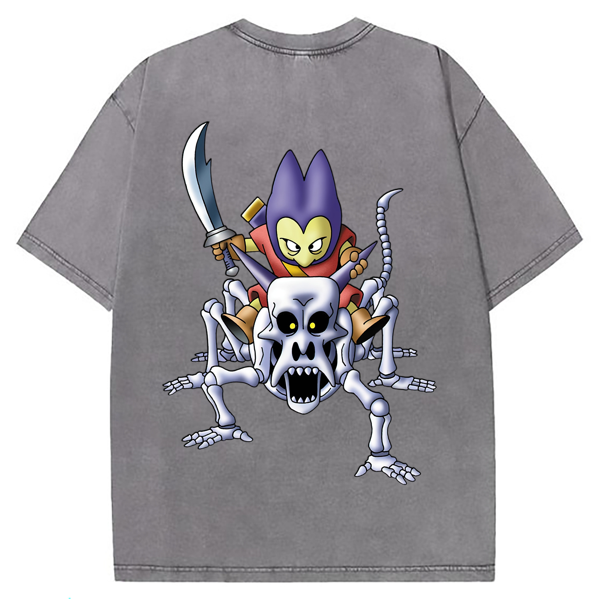 （画像用） ドラゴンクエスト Doragon Kuesuto Dragon Quest 綿100% ヴィンテージ風 半袖Tシャツ（背面プリント）