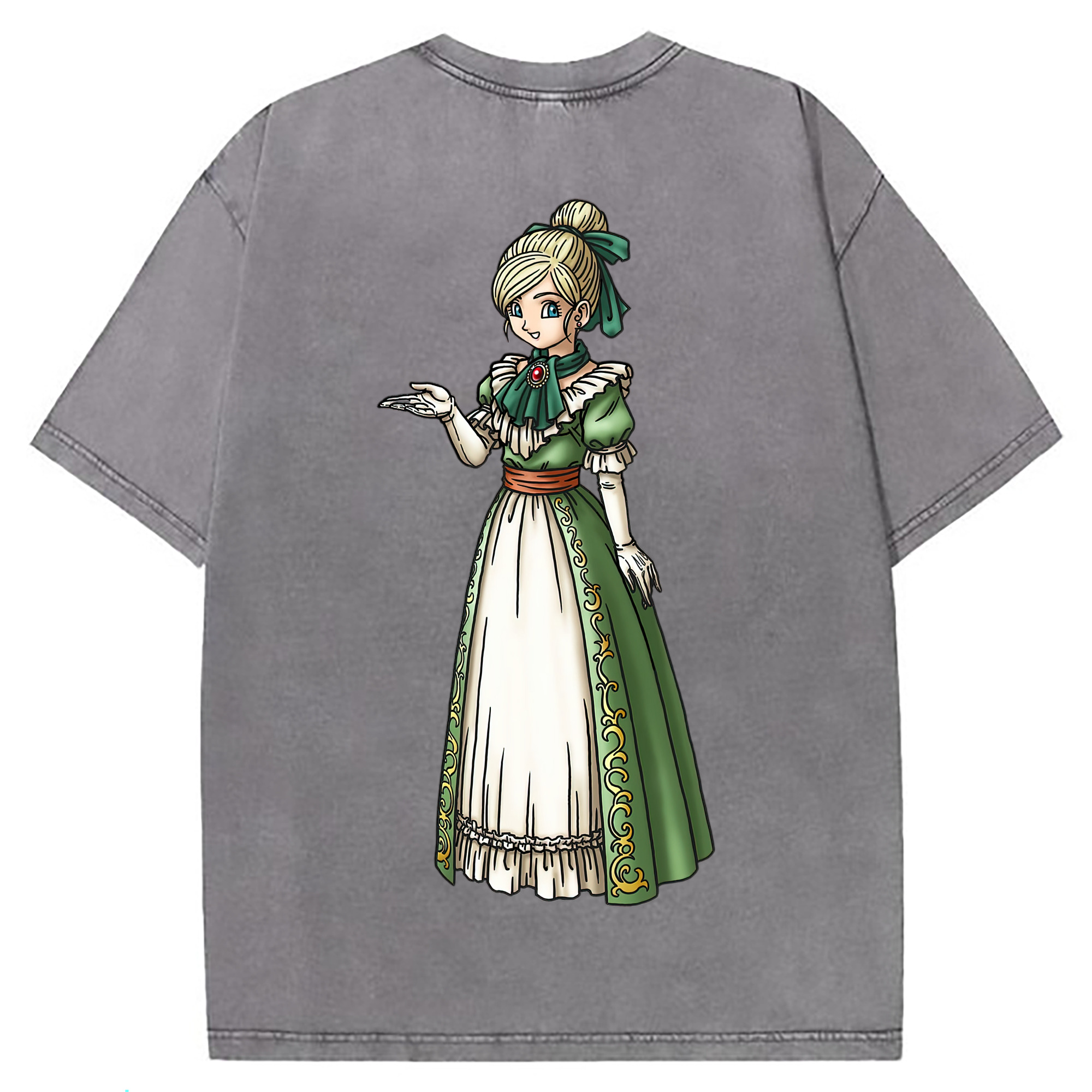 （画像用） ドラゴンクエスト Doragon Kuesuto Dragon Quest 綿100% ヴィンテージ風 半袖Tシャツ（背面プリント）