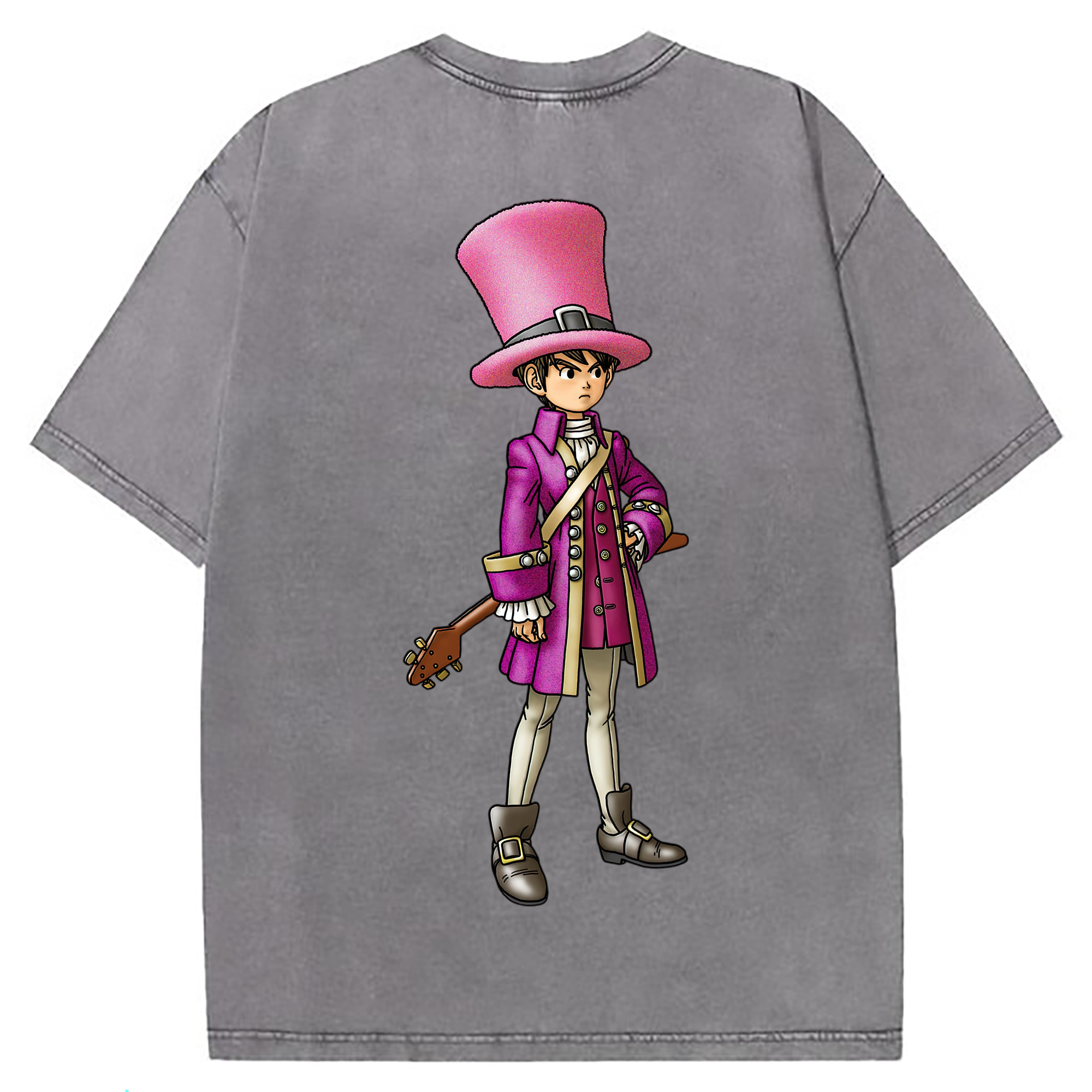 （画像用） ドラゴンクエスト Doragon Kuesuto Dragon Quest 綿100% ヴィンテージ風 半袖Tシャツ（背面プリント）