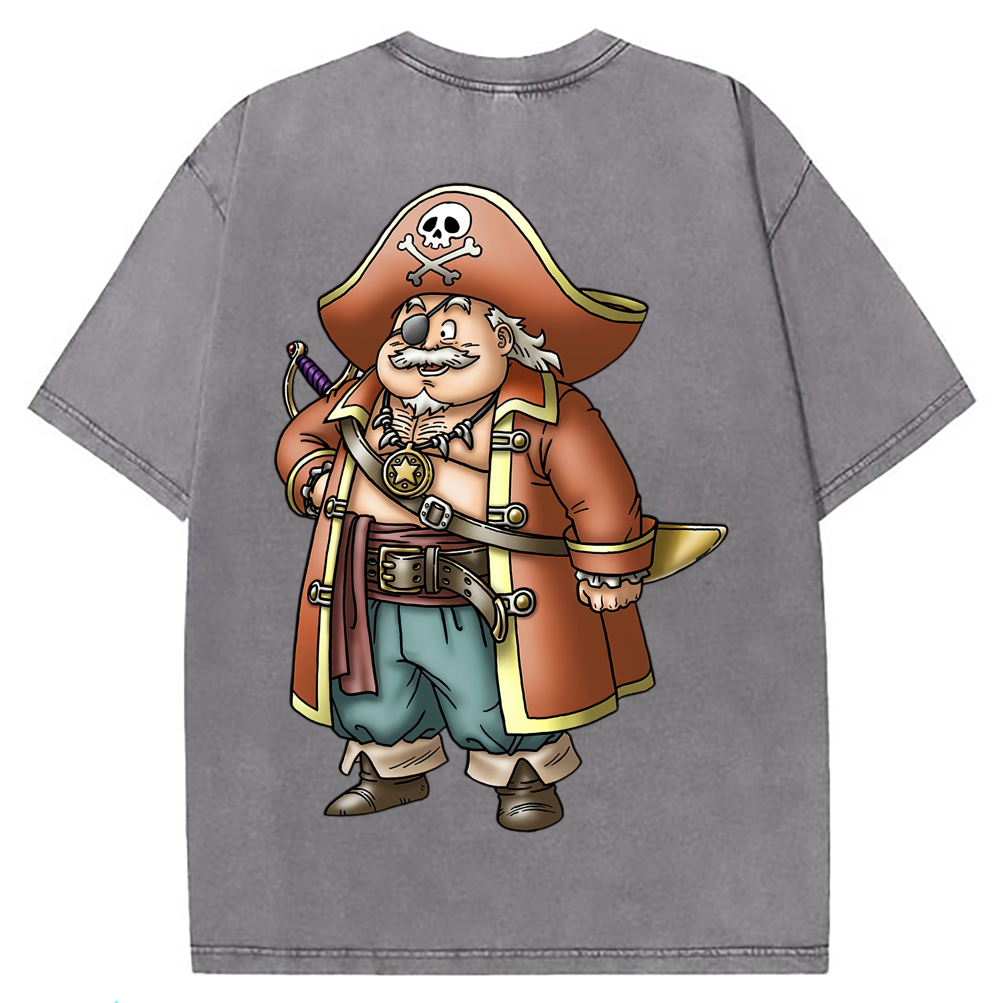 （画像用） ドラゴンクエスト Doragon Kuesuto Dragon Quest 綿100% ヴィンテージ風 半袖Tシャツ（背面プリント）