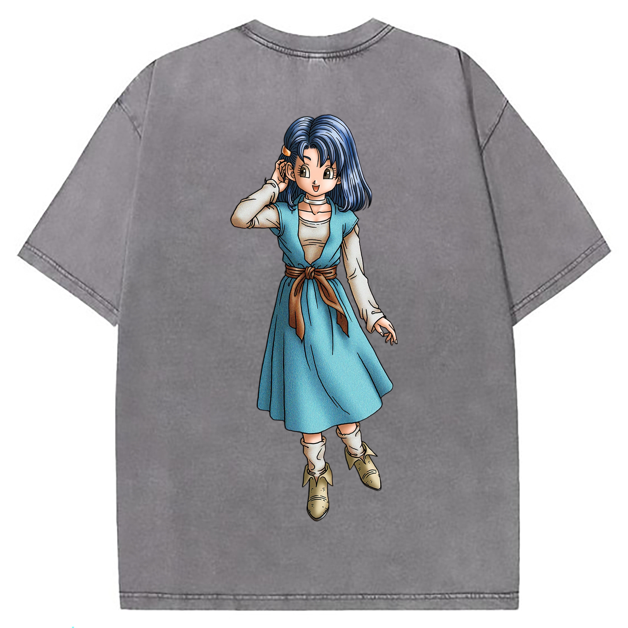 （画像用） ドラゴンクエスト Doragon Kuesuto Dragon Quest 綿100% ヴィンテージ風 半袖Tシャツ（背面プリント）