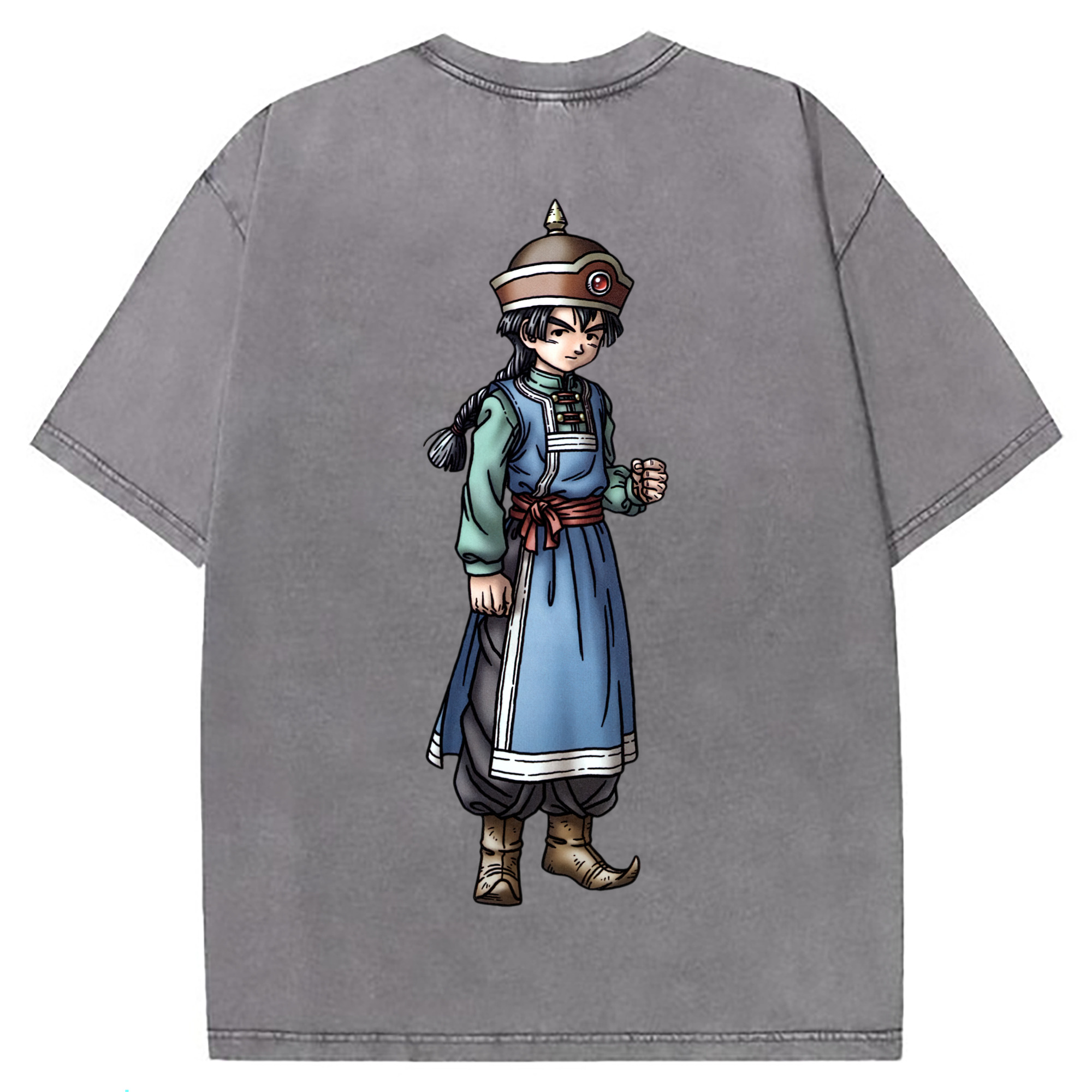 （画像用） ドラゴンクエスト Doragon Kuesuto Dragon Quest 綿100% ヴィンテージ風 半袖Tシャツ（背面プリント）
