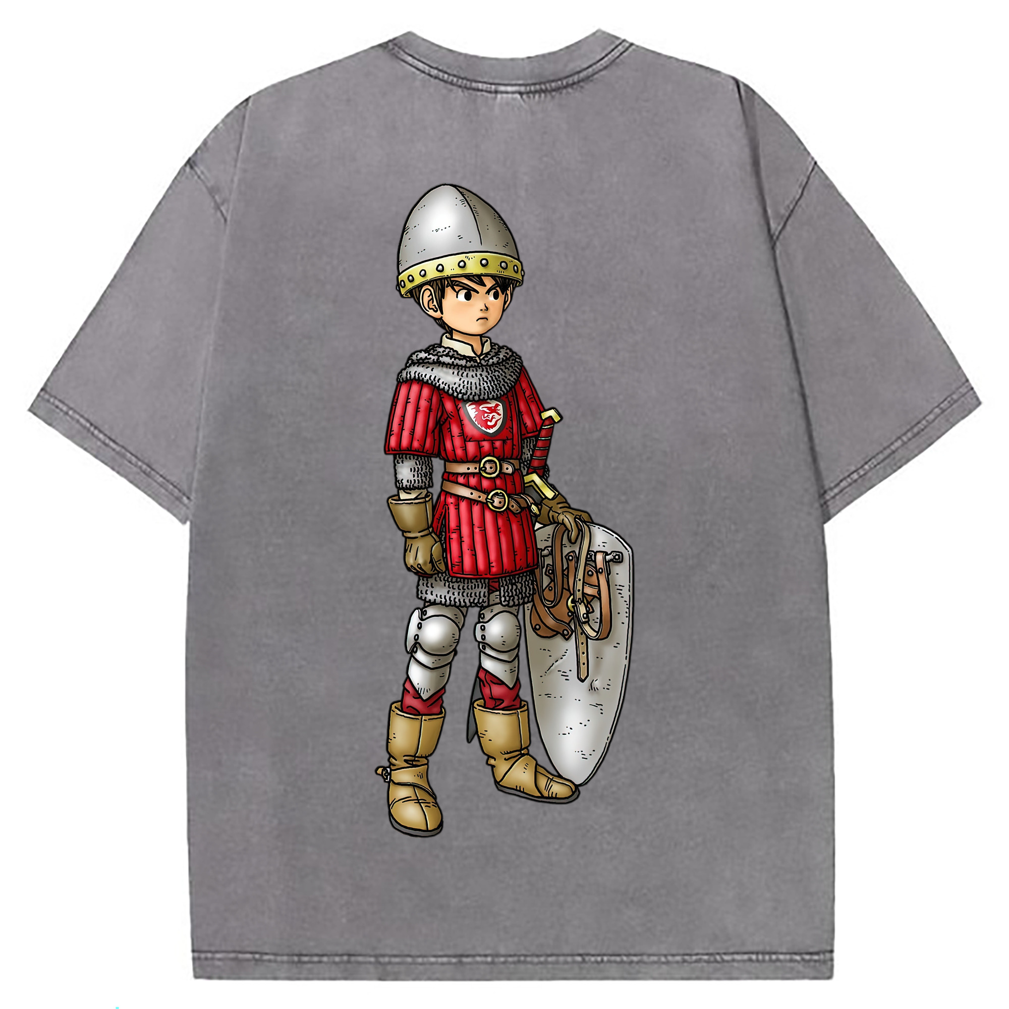 （画像用） ドラゴンクエスト Doragon Kuesuto Dragon Quest 綿100% ヴィンテージ風 半袖Tシャツ（背面プリント）
