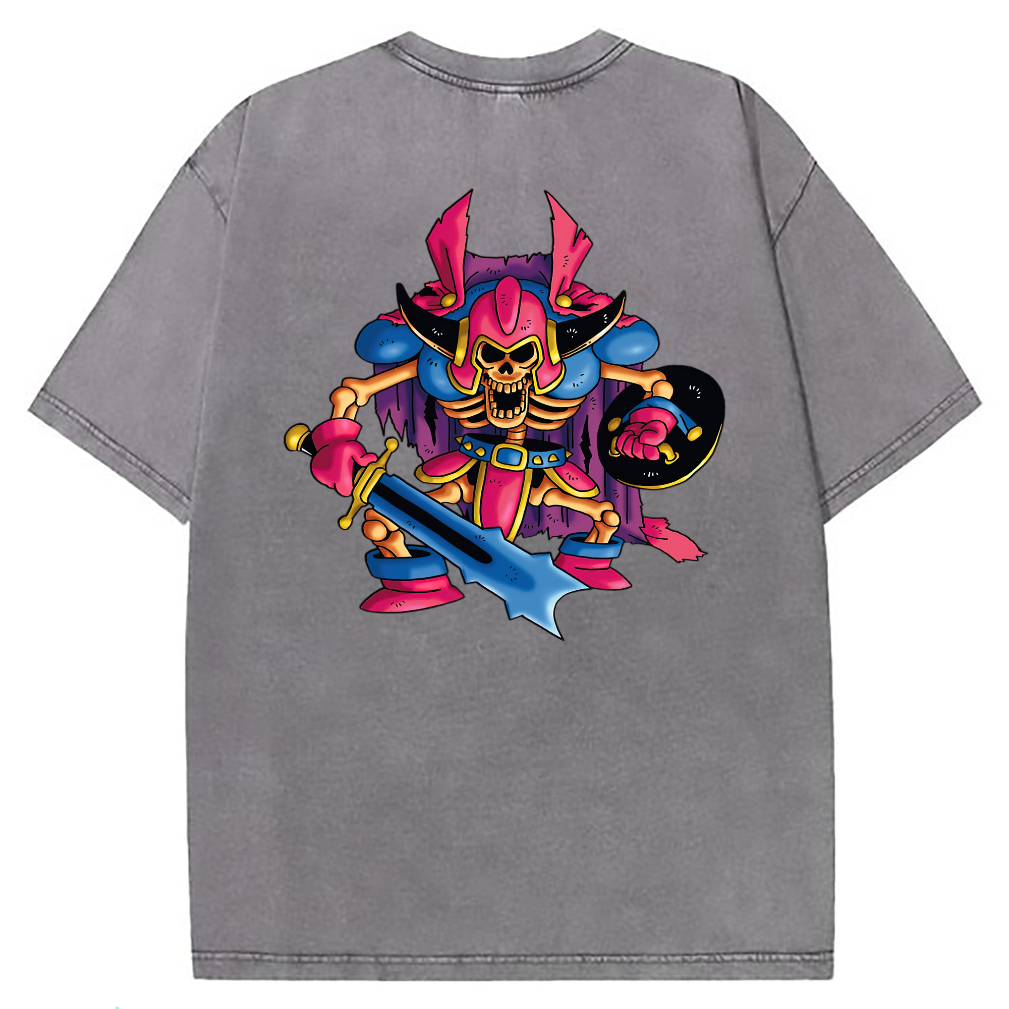 （画像用） ドラゴンクエスト Doragon Kuesuto Dragon Quest 綿100% ヴィンテージ風 半袖Tシャツ（背面プリント）