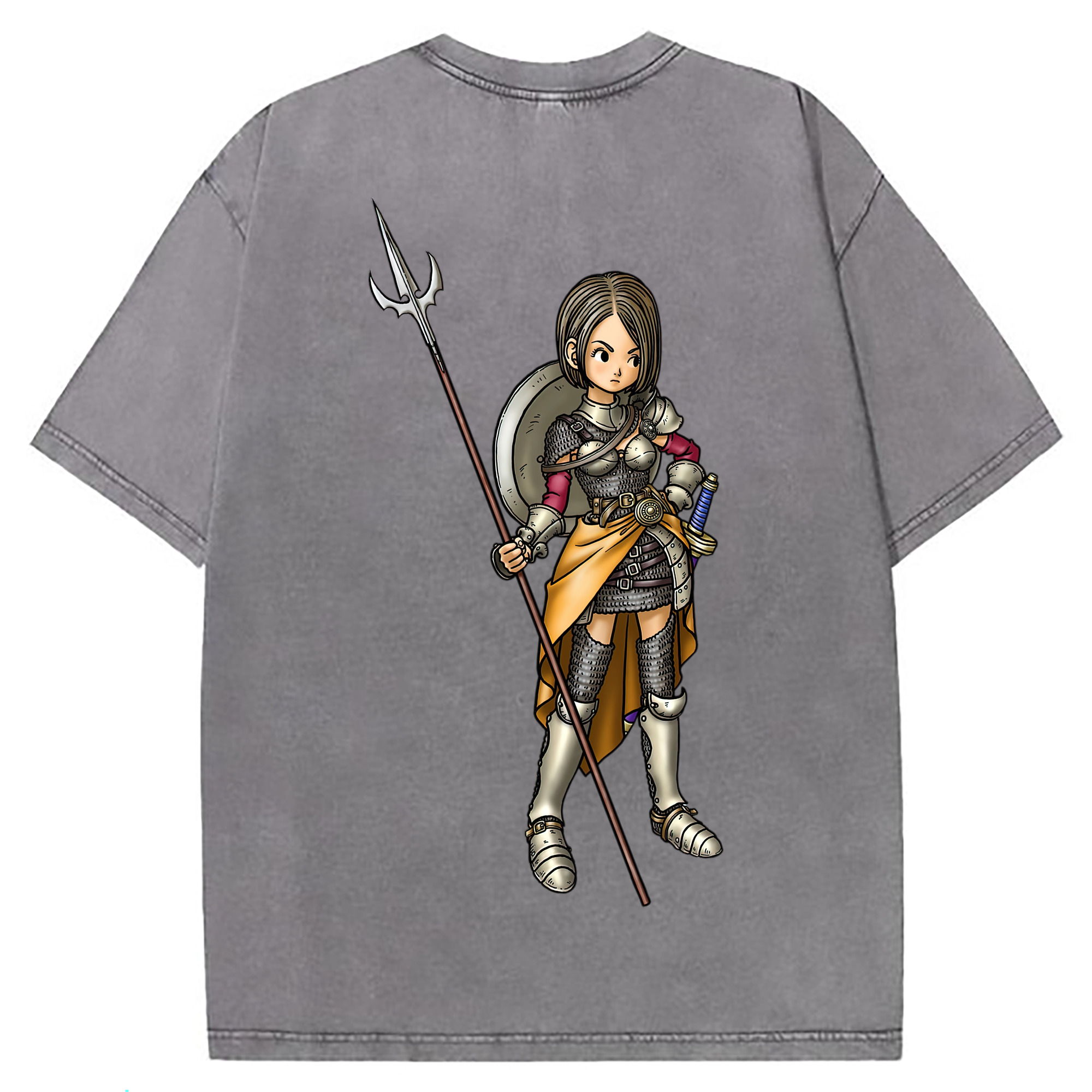 （画像用） ドラゴンクエスト Doragon Kuesuto Dragon Quest 綿100% ヴィンテージ風 半袖Tシャツ（背面プリント）