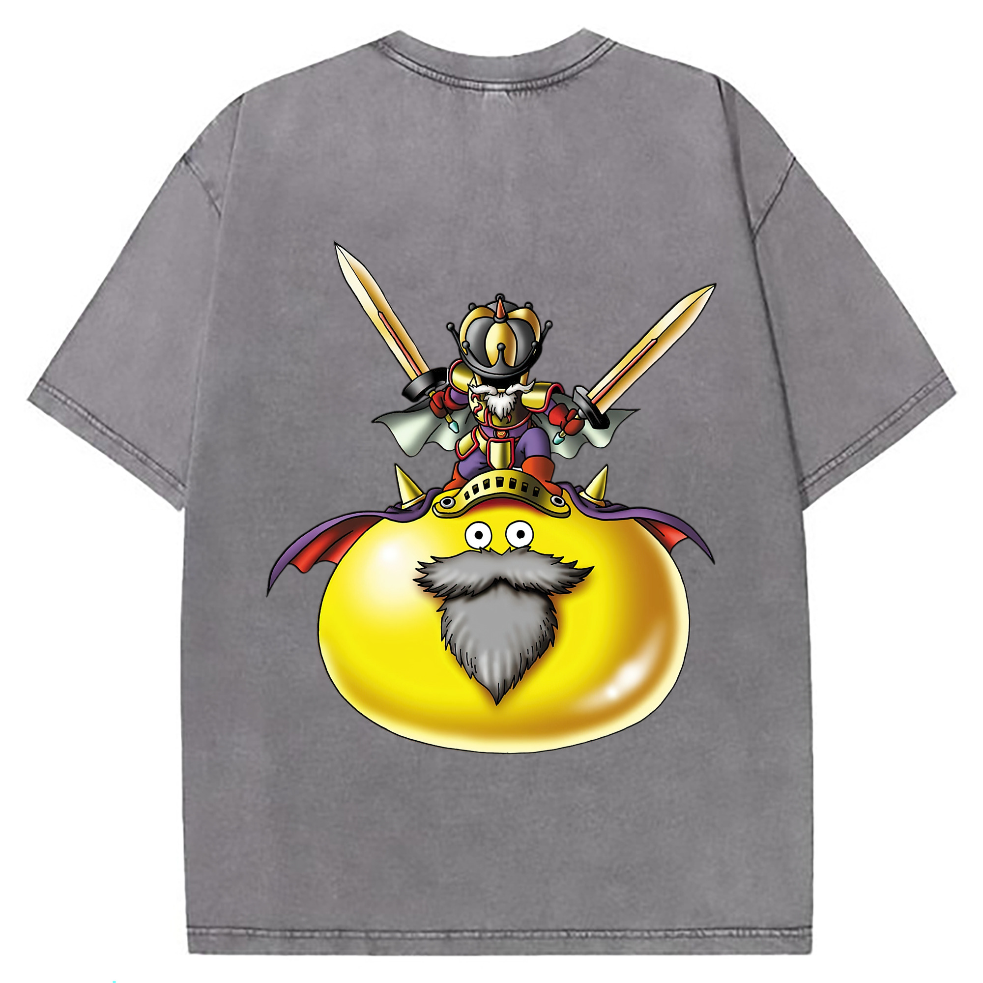 （画像用） ドラゴンクエスト Doragon Kuesuto Dragon Quest 綿100% ヴィンテージ風 半袖Tシャツ（背面プリント）