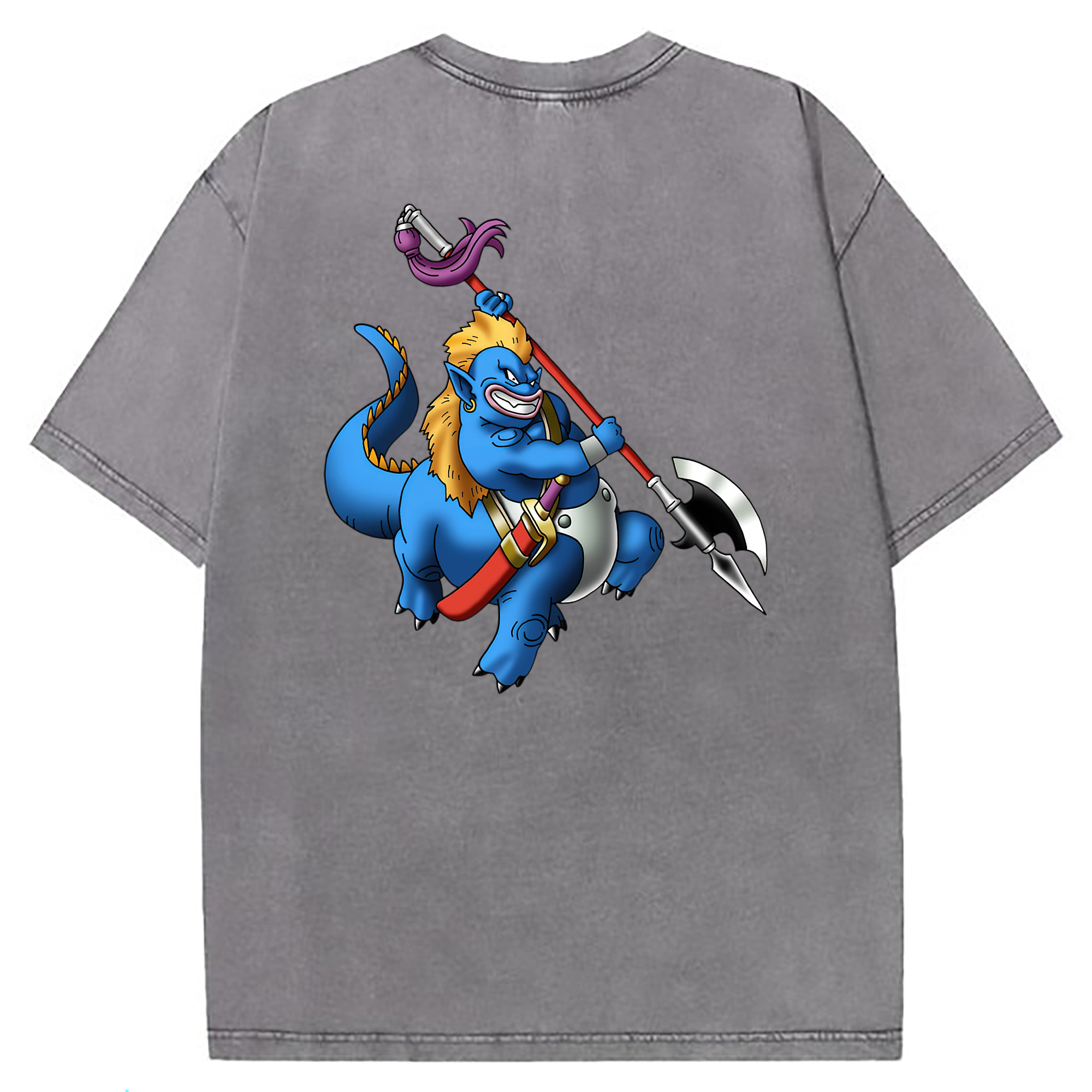 （画像用） ドラゴンクエスト Doragon Kuesuto Dragon Quest 綿100% ヴィンテージ風 半袖Tシャツ（背面プリント）