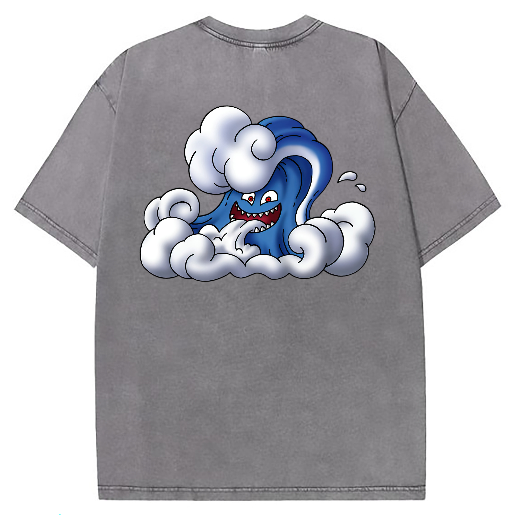 （画像用） ドラゴンクエスト Doragon Kuesuto Dragon Quest 綿100% ヴィンテージ風 半袖Tシャツ（背面プリント）