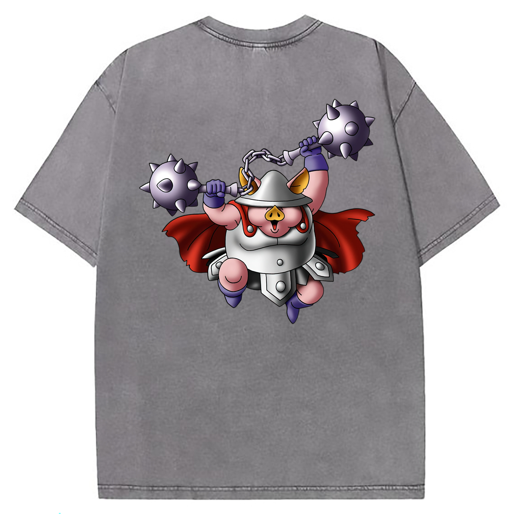 （画像用） ドラゴンクエスト Doragon Kuesuto Dragon Quest 綿100% ヴィンテージ風 半袖Tシャツ（背面プリント）