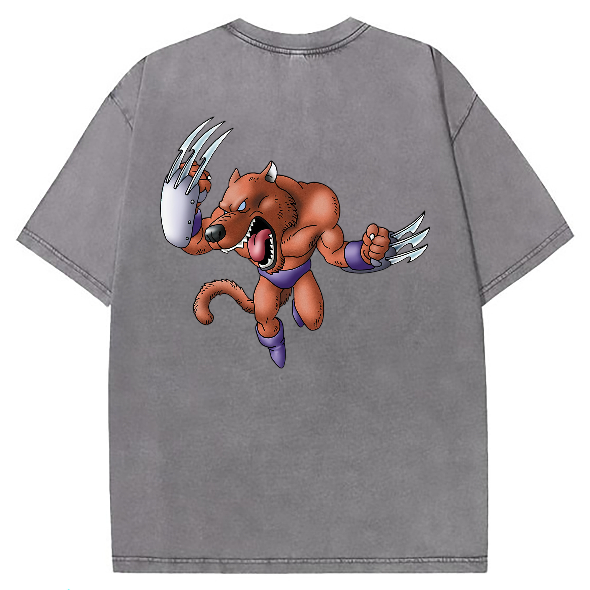 （画像用） ドラゴンクエスト Doragon Kuesuto Dragon Quest 綿100% ヴィンテージ風 半袖Tシャツ（背面プリント）
