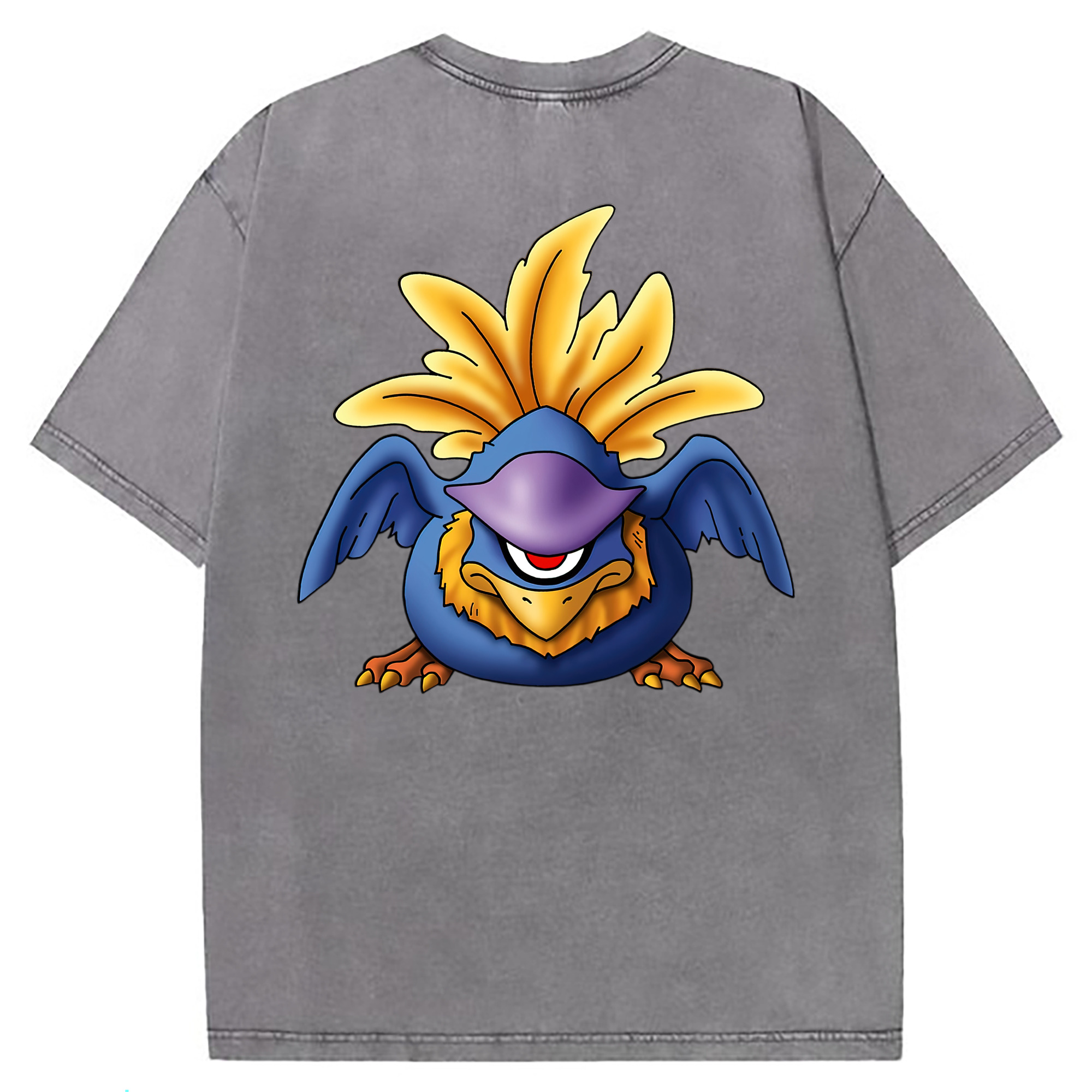 （画像用） ドラゴンクエスト Doragon Kuesuto Dragon Quest 綿100% ヴィンテージ風 半袖Tシャツ（背面プリント）