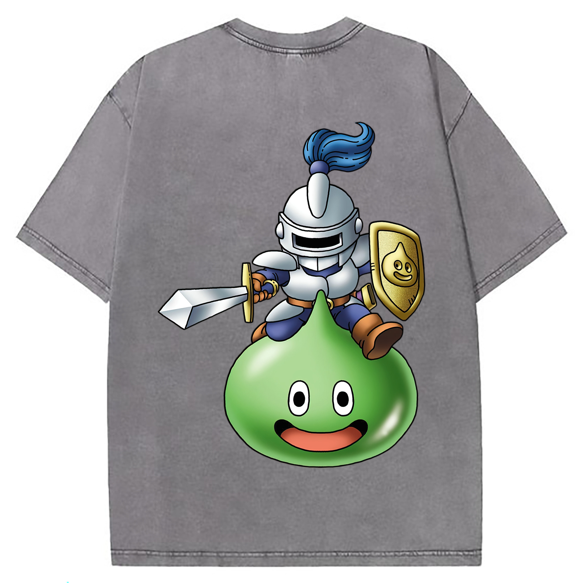 （画像用） ドラゴンクエスト Doragon Kuesuto Dragon Quest 綿100% ヴィンテージ風 半袖Tシャツ（背面プリント）