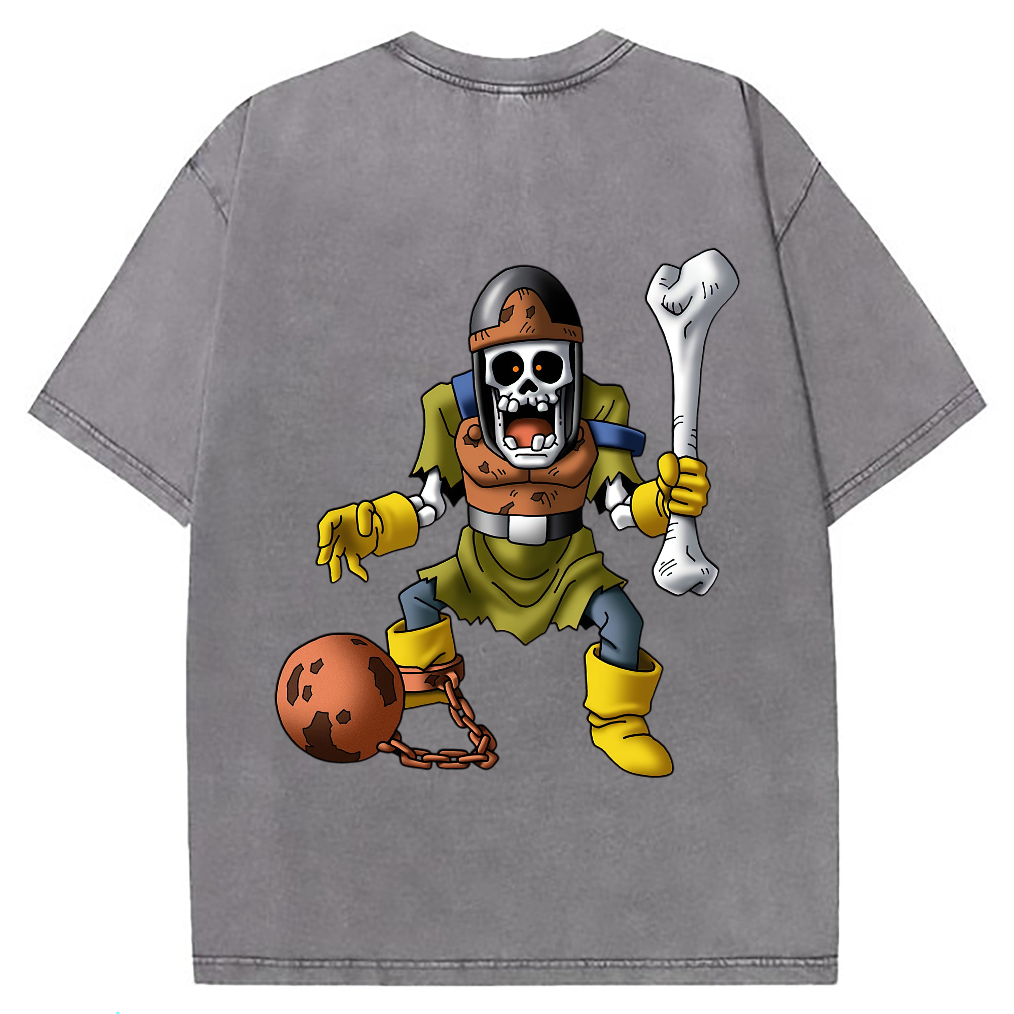 （画像用） ドラゴンクエスト Doragon Kuesuto Dragon Quest 綿100% ヴィンテージ風 半袖Tシャツ（背面プリント）