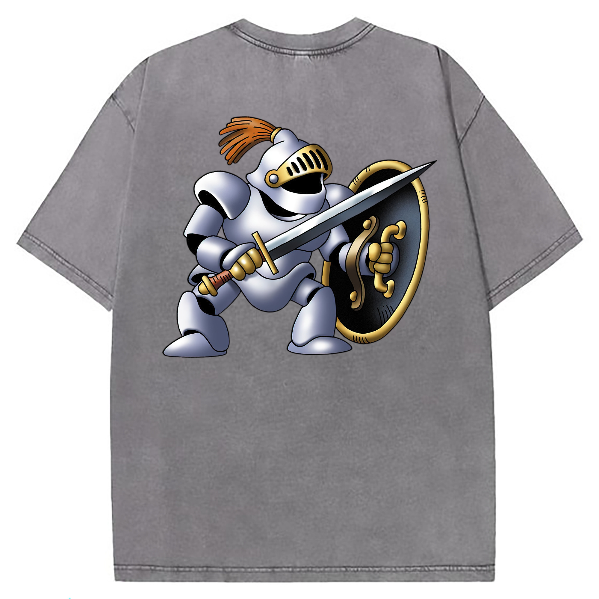 （画像用） ドラゴンクエスト Doragon Kuesuto Dragon Quest 綿100% ヴィンテージ風 半袖Tシャツ（背面プリント）