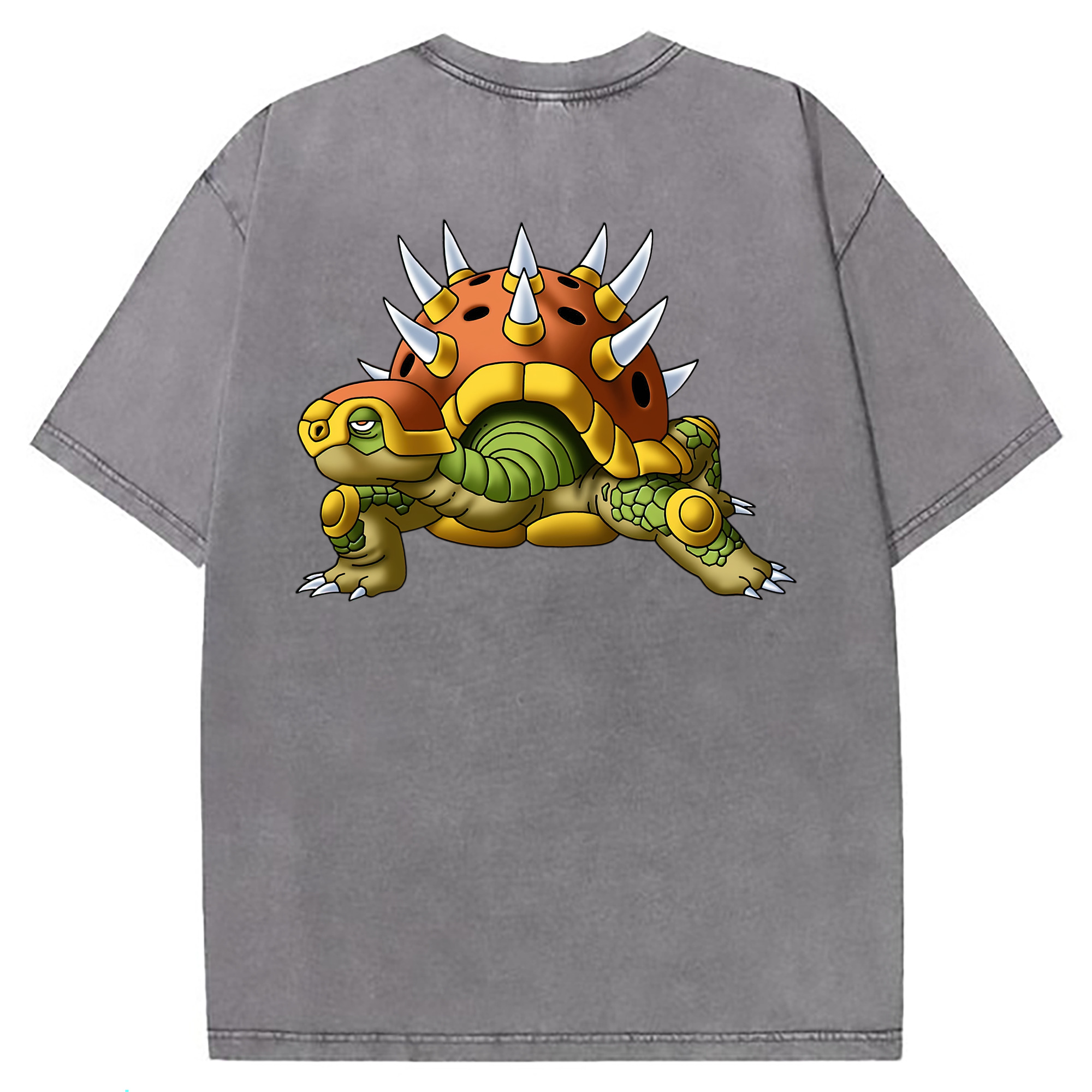 （画像用） ドラゴンクエスト Doragon Kuesuto Dragon Quest 綿100% ヴィンテージ風 半袖Tシャツ（背面プリント）
